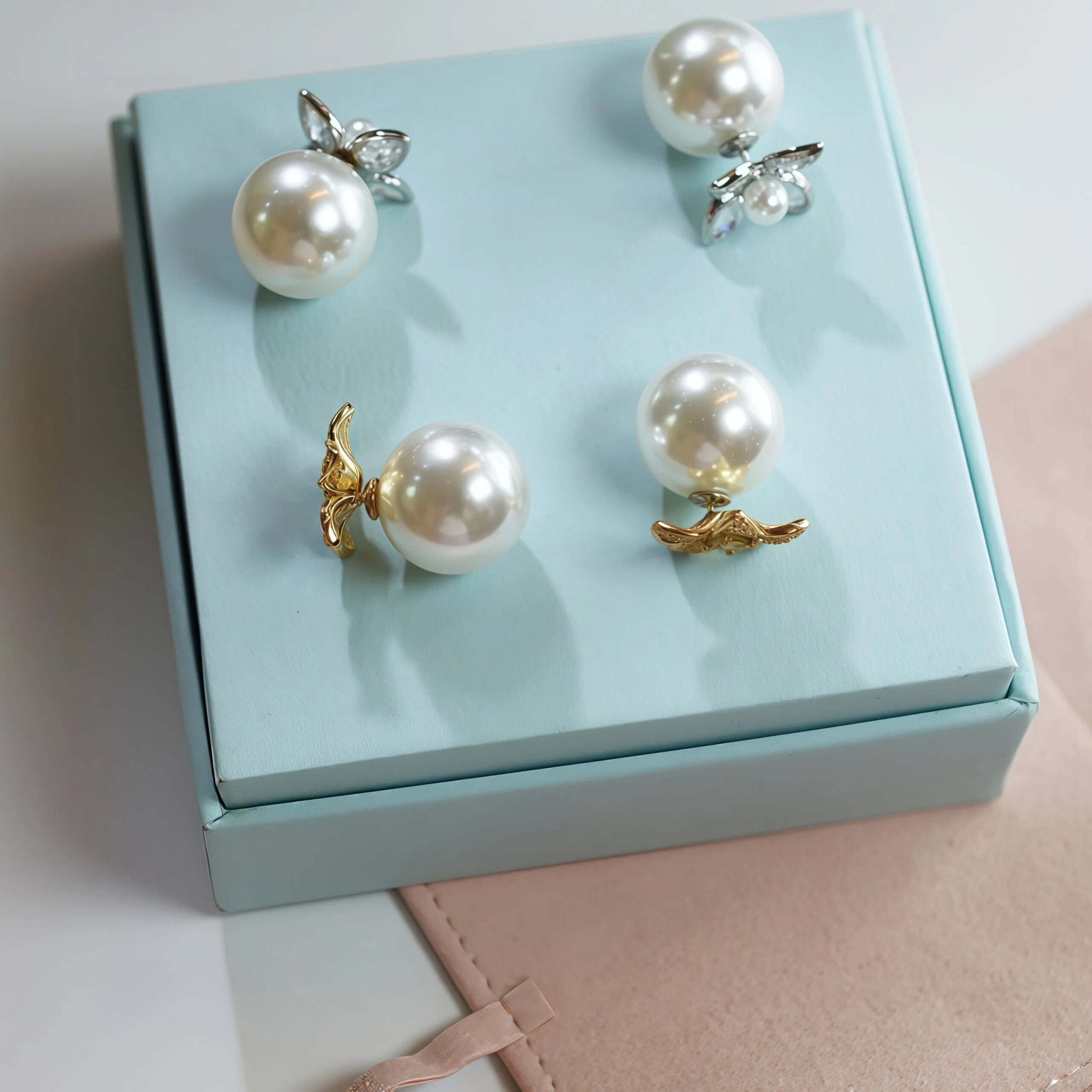 Duo Pearl Silver Flower Studs Tribal EarringsEarringsJewelryBlossomuniqueflowerearringsgiftforhermothergiftdaughtergiftbirthdaygiftanniversarygift