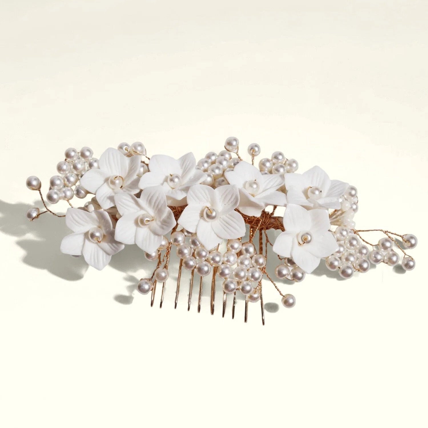 Elise Gold Comb Hair Clips JewelryBlossom flowerjewelry weddingjewelry bridaljewelry weddinggift bridemaidgiftgiftforher mothergift daughtergift birthdaygift anniversarygi
