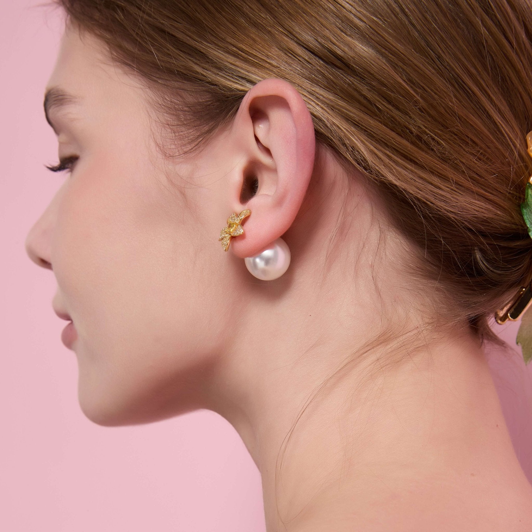 Golden Flower Pearl Studs Tribale EarringsEarringsJewelryBlossomuniqueflowerearringsgiftforhermothergiftdaughtergiftbirthdaygiftanniversarygift