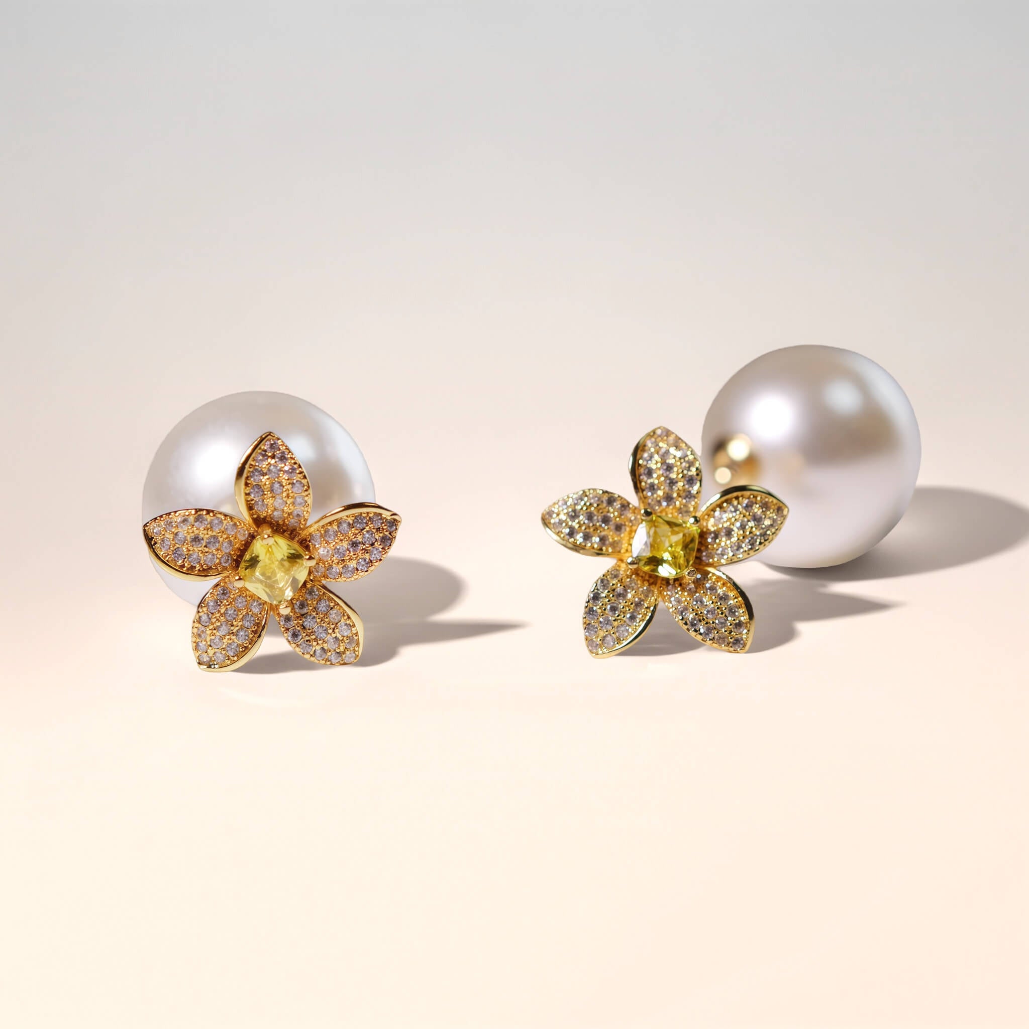 Golden Flower Pearl Studs Tribale EarringsEarringsJewelryBlossomuniqueflowerearringsgiftforhermothergiftdaughtergiftbirthdaygiftanniversarygift