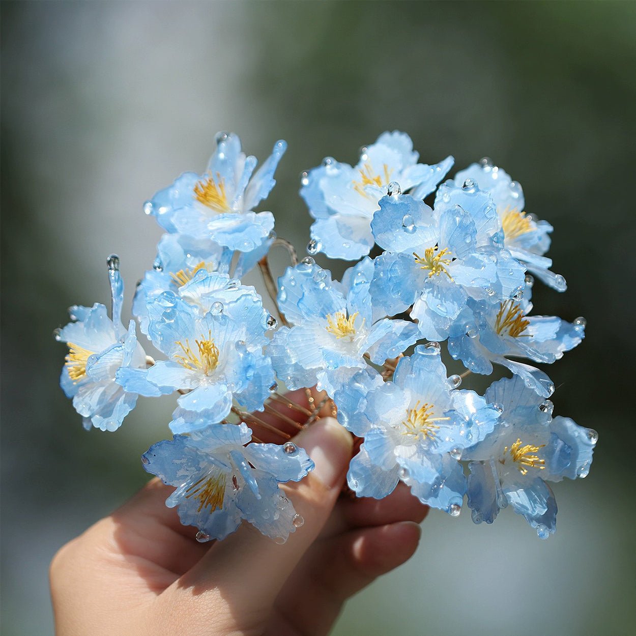 Himalayan Blue Poppy Hair Pin (2 - Pieces)HAIRJewelryBlossomuniqueflowerearringsgiftforhermothergiftdaughtergiftbirthdaygiftanniversarygift