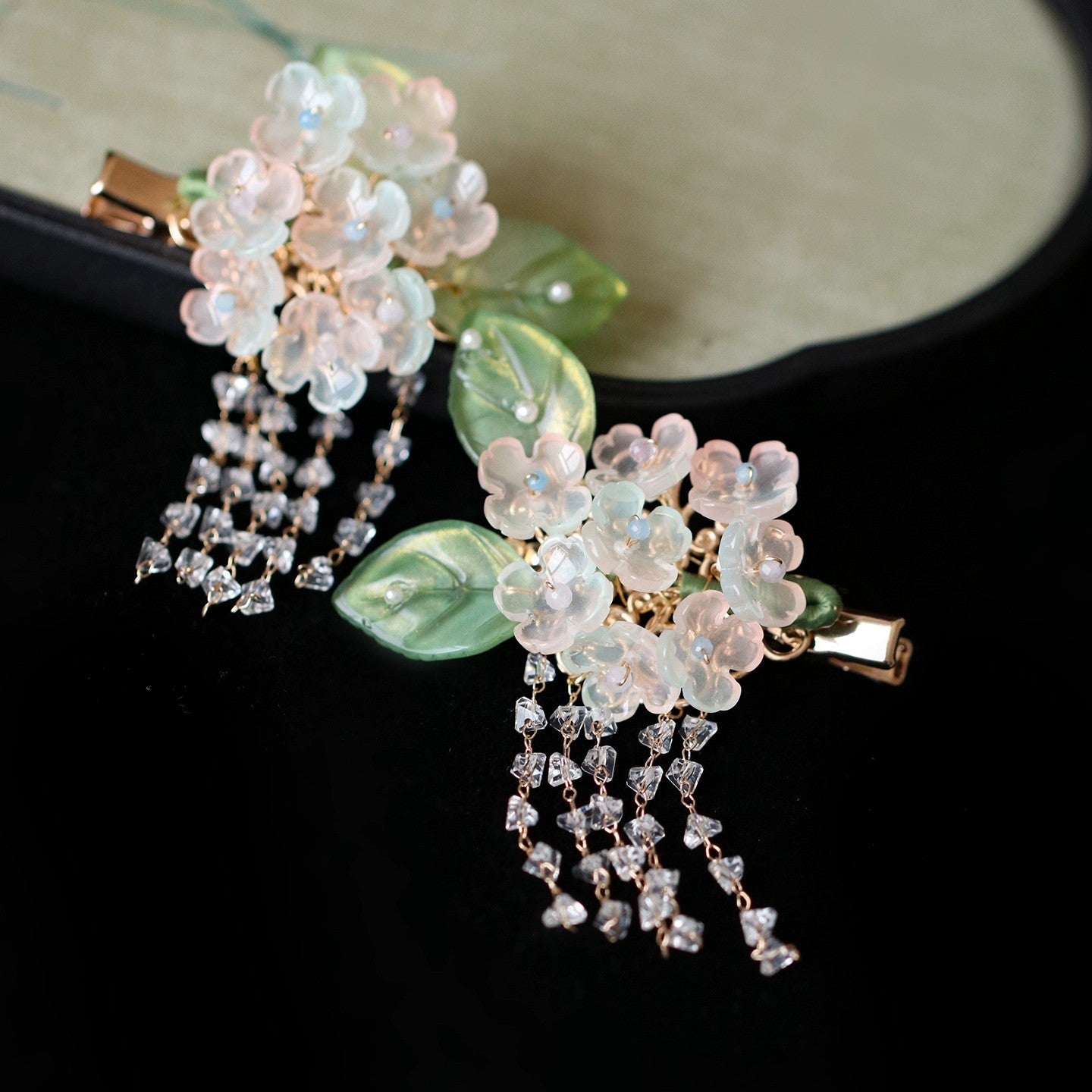 Jasmine Tassel Hair Clip Duo (2 Pieces)Hair ClipsJewelryBlossomuniqueflowerearringsgiftforhermothergiftdaughtergiftbirthdaygiftanniversarygift