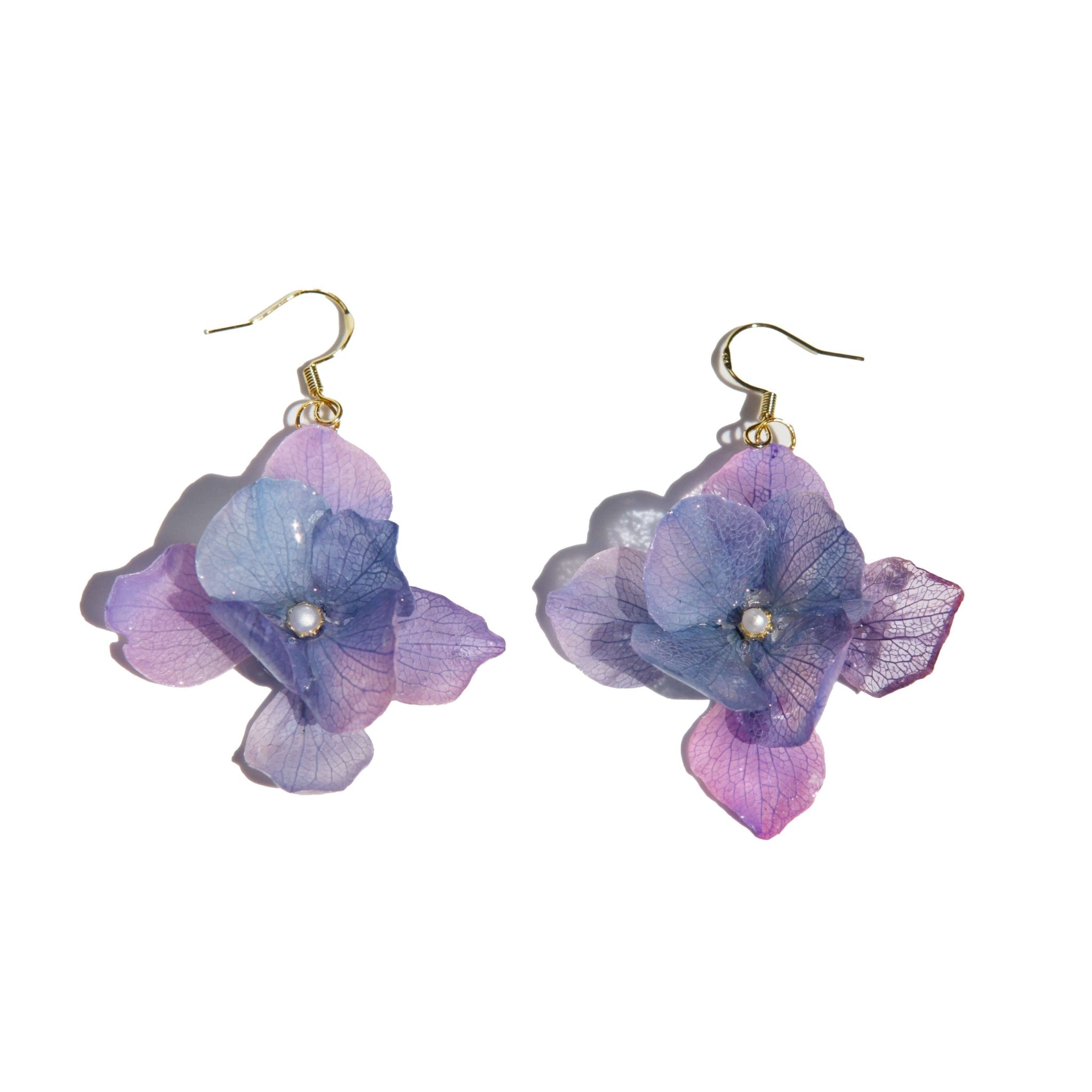 Large Lavender and Violet Hydrangea Drop EarringsEarringsJewelryBlossomuniqueflowerearringsgiftforhermothergiftdaughtergiftbirthdaygiftanniversarygift