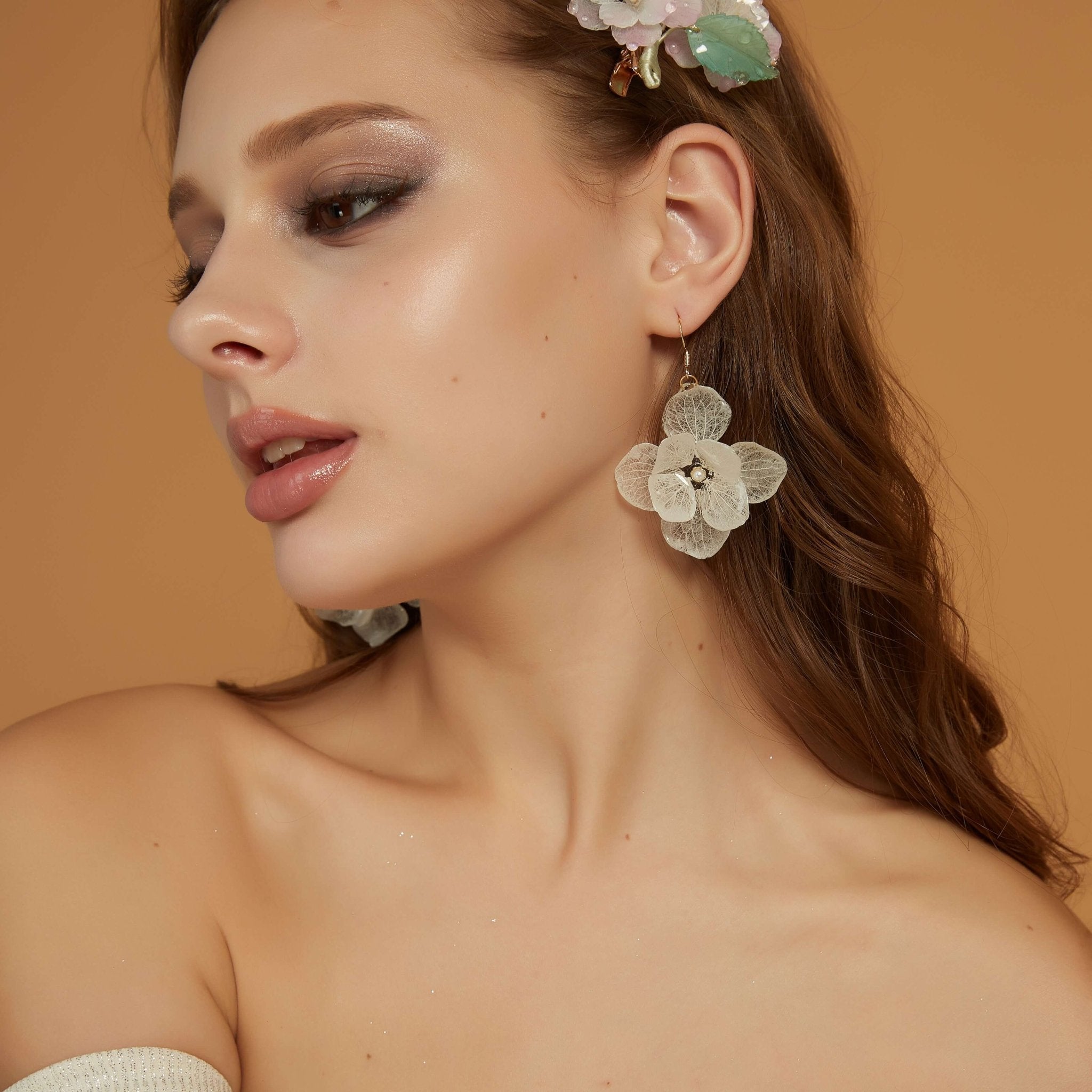 Large White Rose Petal Drop EarringsEarringsJewelryBlossomuniqueflowerearringsgiftforhermothergiftdaughtergiftbirthdaygiftanniversarygift