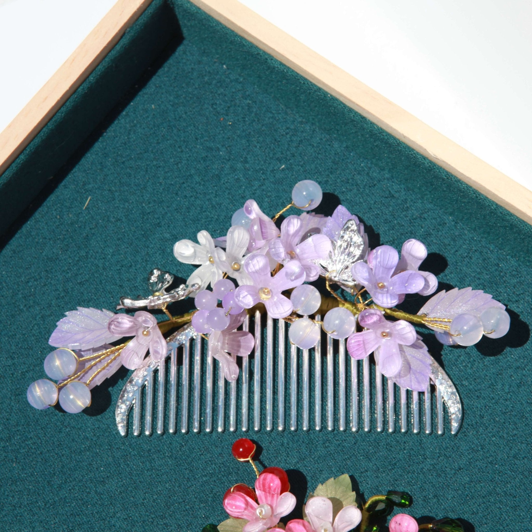 Lavender Blossom Butterfly Hair CombHair ClipsJewelryBlossomuniqueflowerearringsgiftforhermothergiftdaughtergiftbirthdaygiftanniversarygift