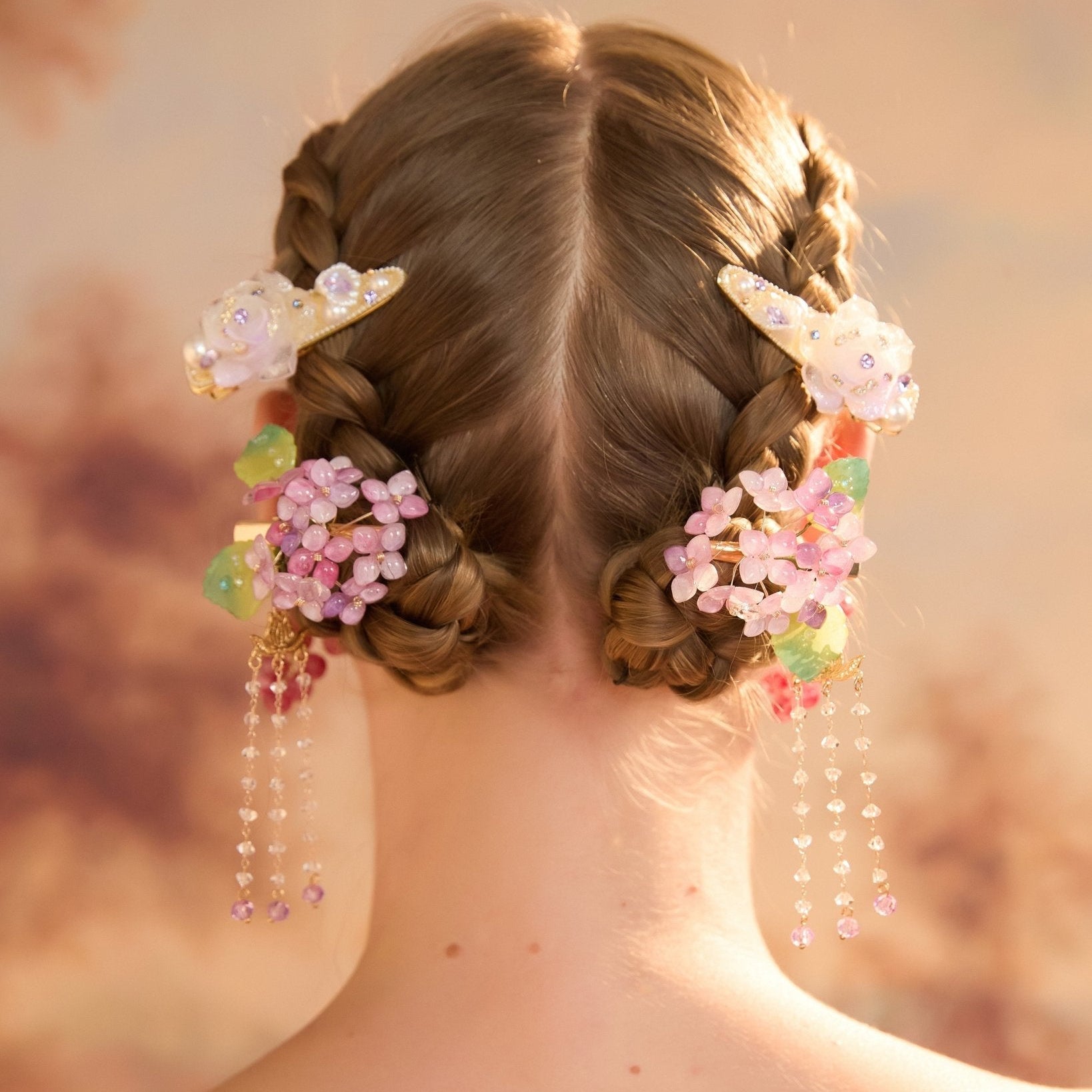 Lilac Hydrangea Tassel Hair Clips (2-Piece Set)Hair ClipsJewelryBlossomuniqueflowerearringsgiftforhermothergiftdaughtergiftbirthdaygiftanniversarygift
