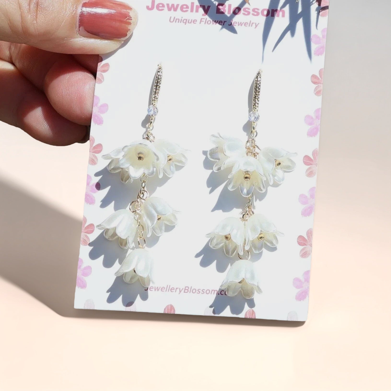 White Lily of the Valley Drop Earrings