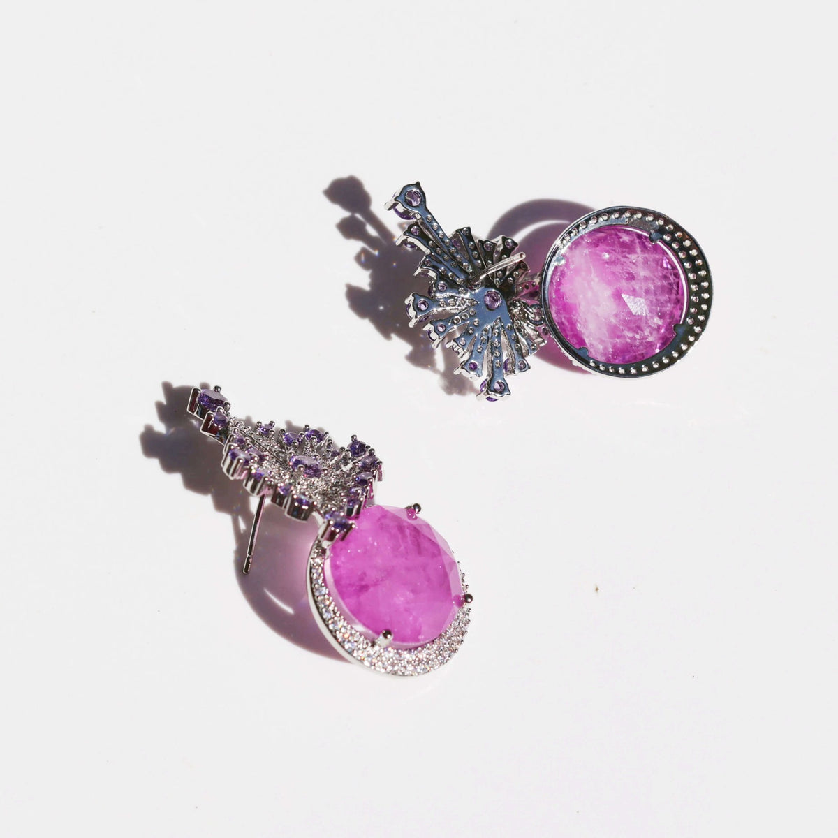 Magenta Starlight Pavé Drop Earrings Earrings JewelryBlossom #flowerjewelry# #weddingjewelry# #bridaljewelry# #weddinggift# #bridemaidgift##giftforher# #mothergift# #daughtergift# #birthdaygift# #anniversarygi
