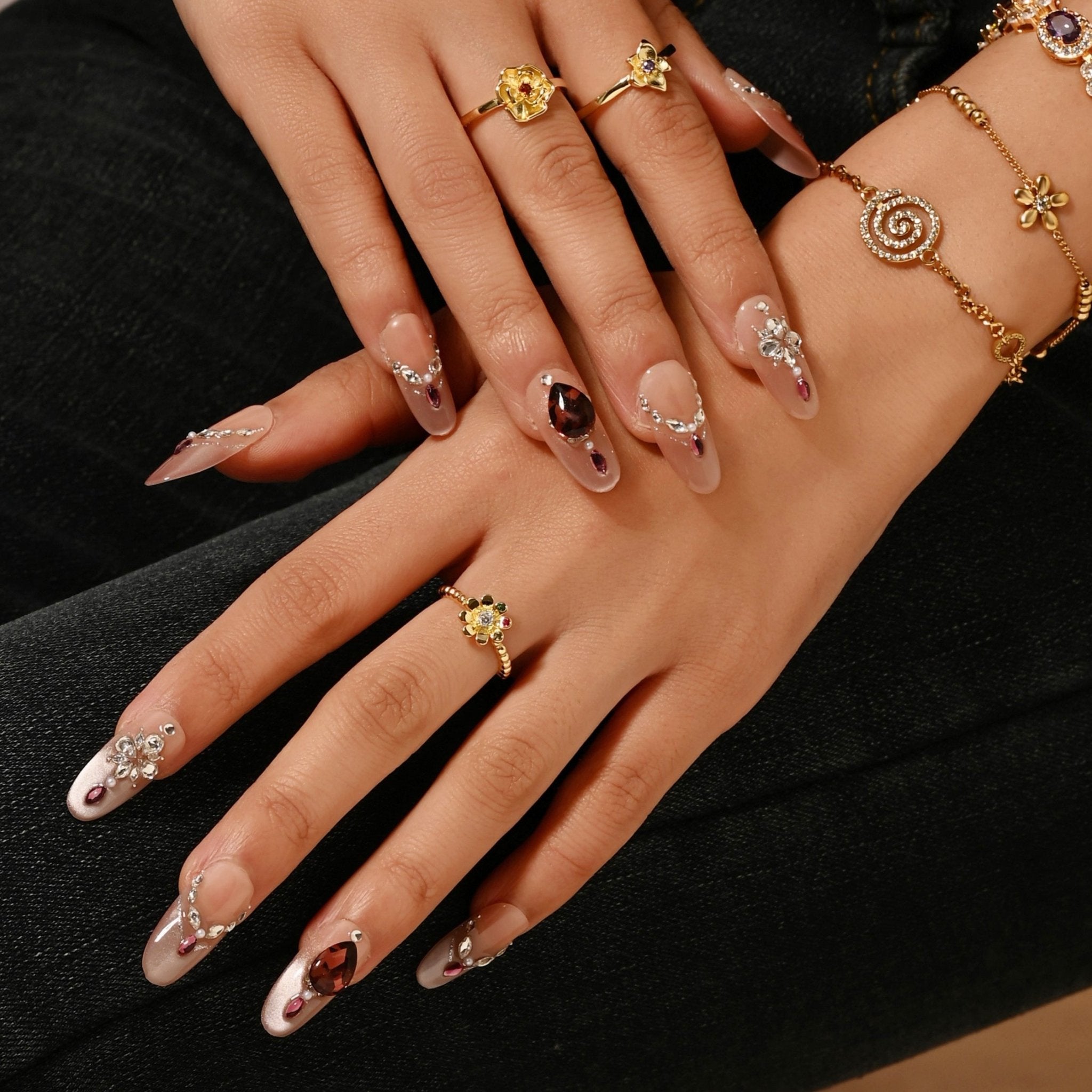 Midnight Garnet Nail SetJewelryBlossomuniqueflowerearringsgiftforhermothergiftdaughtergiftbirthdaygiftanniversarygift