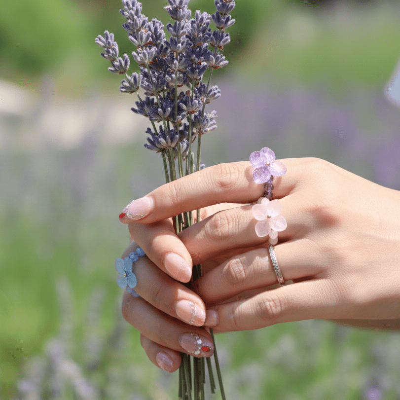 Midnight Meadow Crytal RingsJewelryBlossomuniqueflowerearringsgiftforhermothergiftdaughtergiftbirthdaygiftanniversarygift