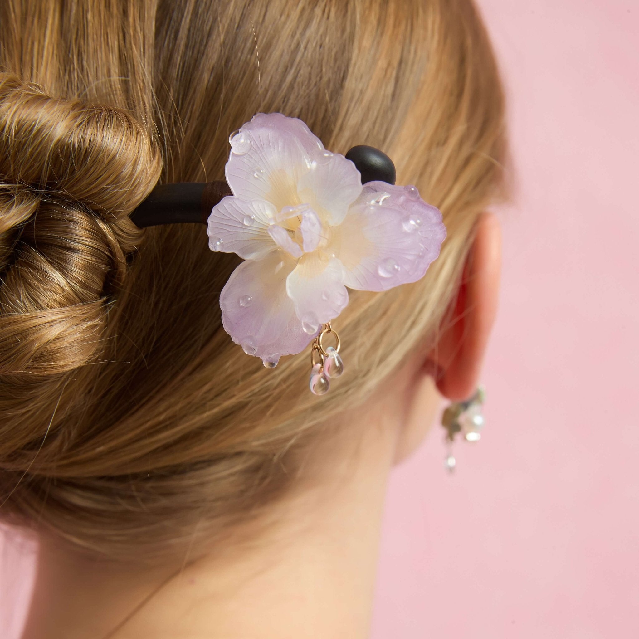 Moon Violet Camellia Hair StickHAIRJewelryBlossomuniqueflowerearringsgiftforhermothergiftdaughtergiftbirthdaygiftanniversarygift