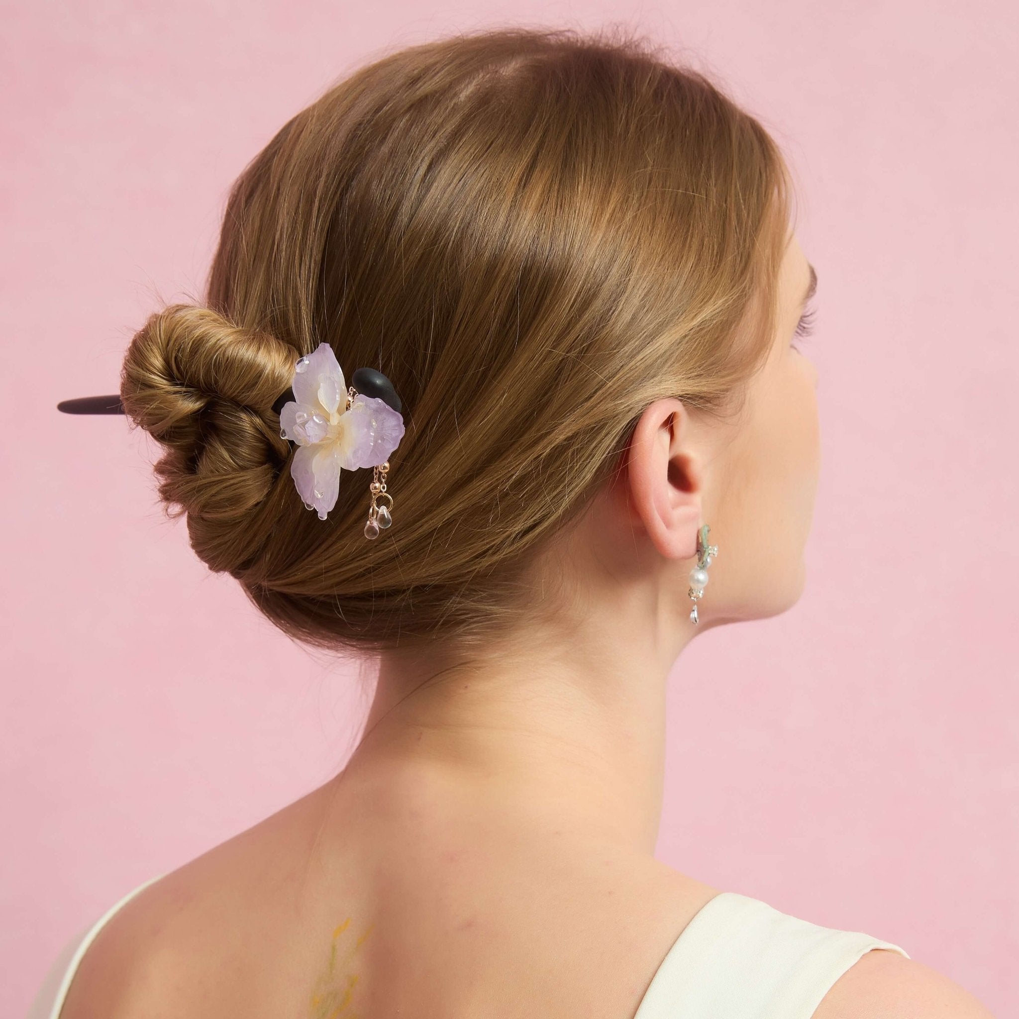 Moon Violet Camellia Hair StickHAIRJewelryBlossomuniqueflowerearringsgiftforhermothergiftdaughtergiftbirthdaygiftanniversarygift