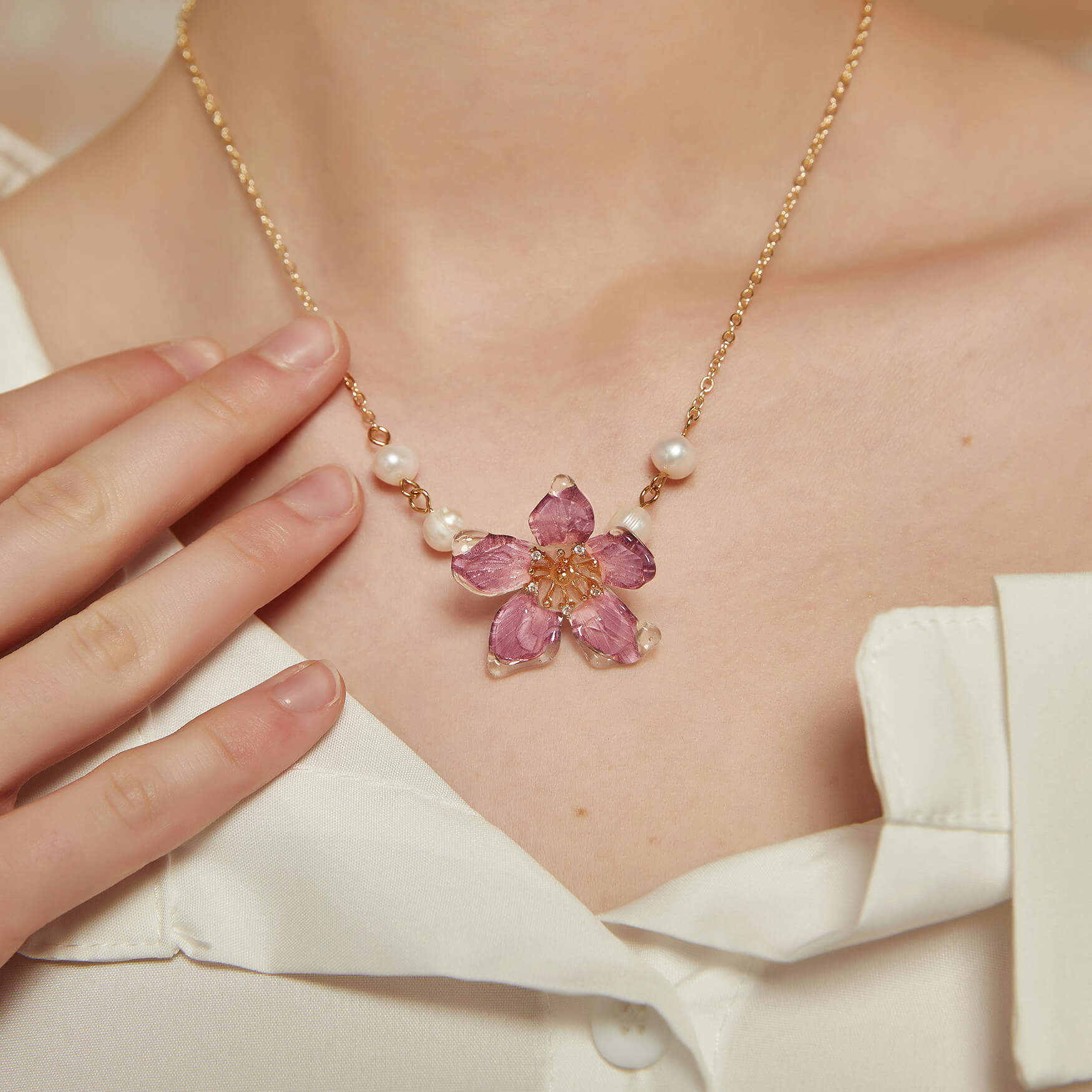 *My Rain Garden* Flowering Cherry NecklacesNECKLACEJewelryBlossomuniqueflowerearringsgiftforhermothergiftdaughtergiftbirthdaygiftanniversarygift