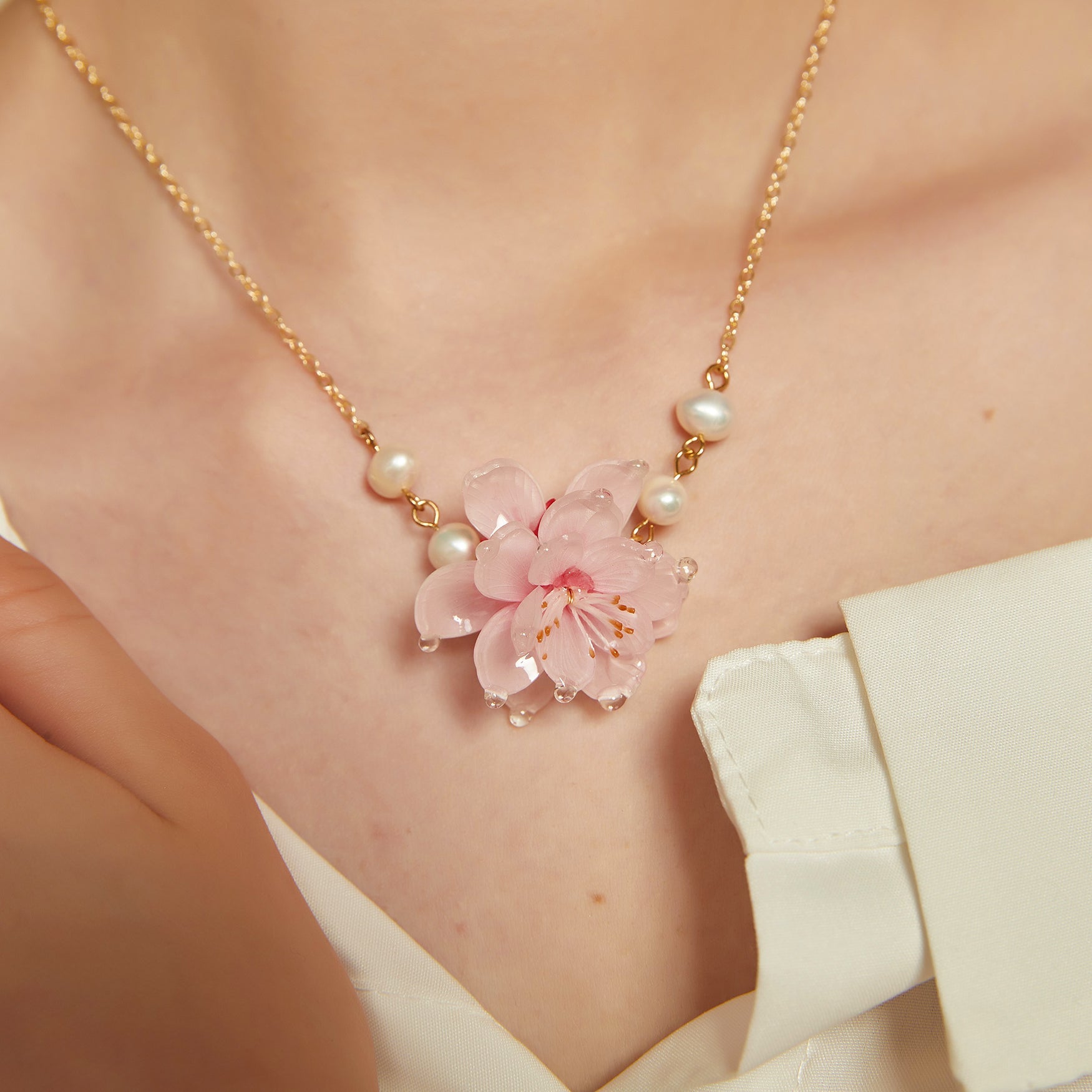 *My Rain Garden* Flowering Cherry NecklacesNECKLACEJewelryBlossomuniqueflowerearringsgiftforhermothergiftdaughtergiftbirthdaygiftanniversarygift