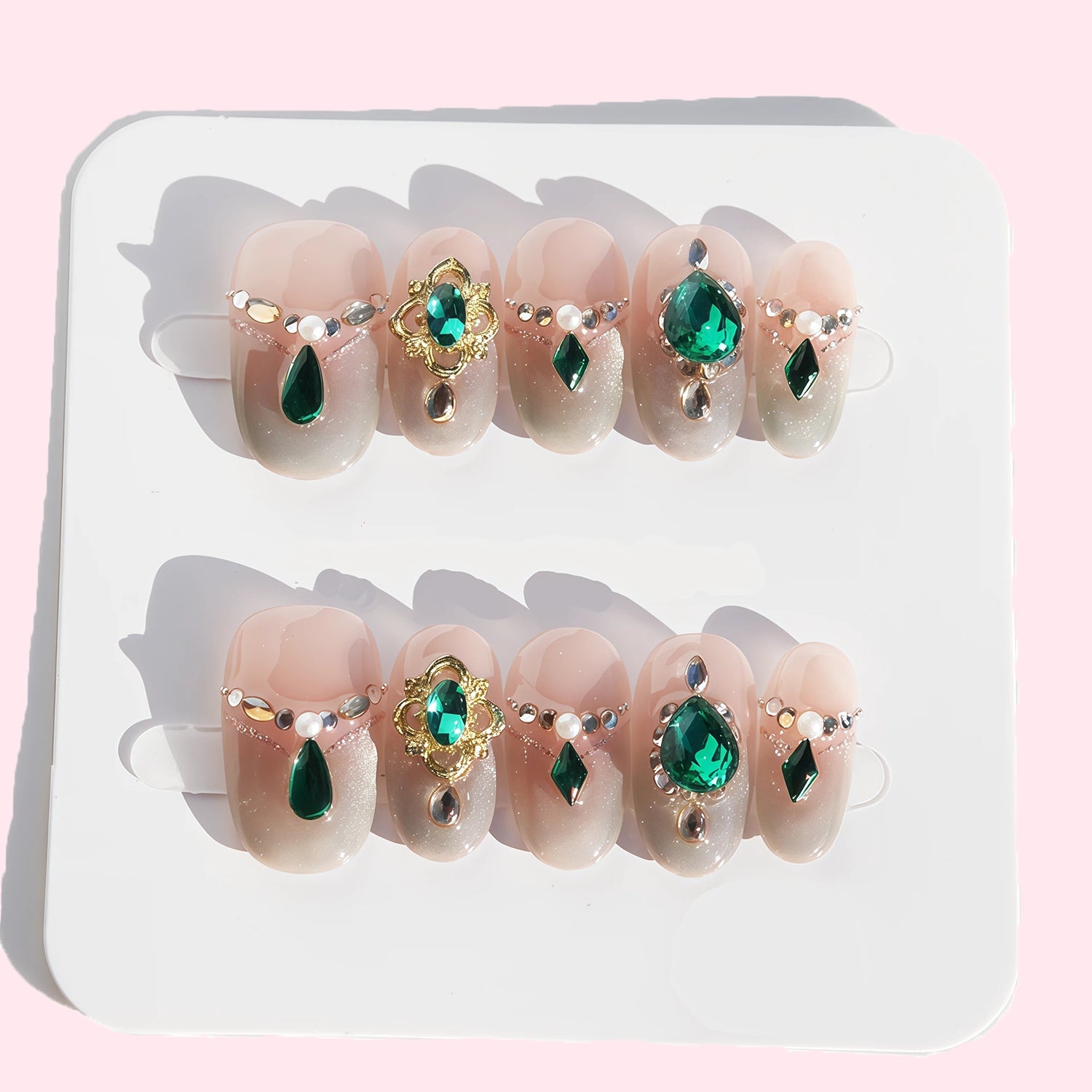 Mystic Emerald Gemstone Nail SetJewelryBlossomuniqueflowerearringsgiftforhermothergiftdaughtergiftbirthdaygiftanniversarygift