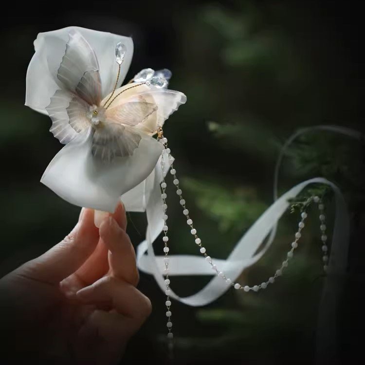 Orchid Butterfly Tassel Hair Clawhair clawsJewelryBlossomuniqueflowerearringsgiftforhermothergiftdaughtergiftbirthdaygiftanniversarygift