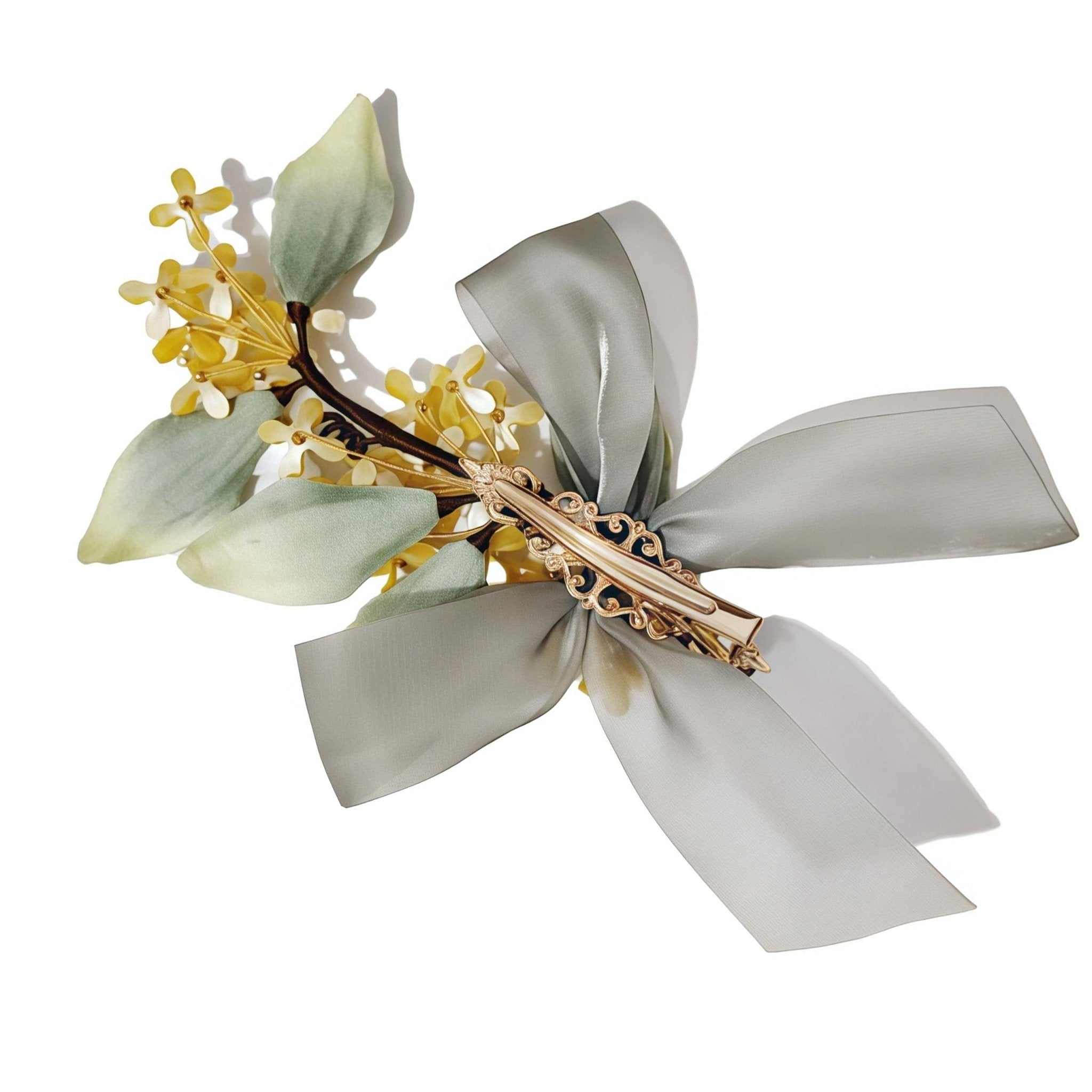 Osmanthus & Silk Ribbon Hair ClipHair ClipsJewelryBlossomuniqueflowerearringsgiftforhermothergiftdaughtergiftbirthdaygiftanniversarygift