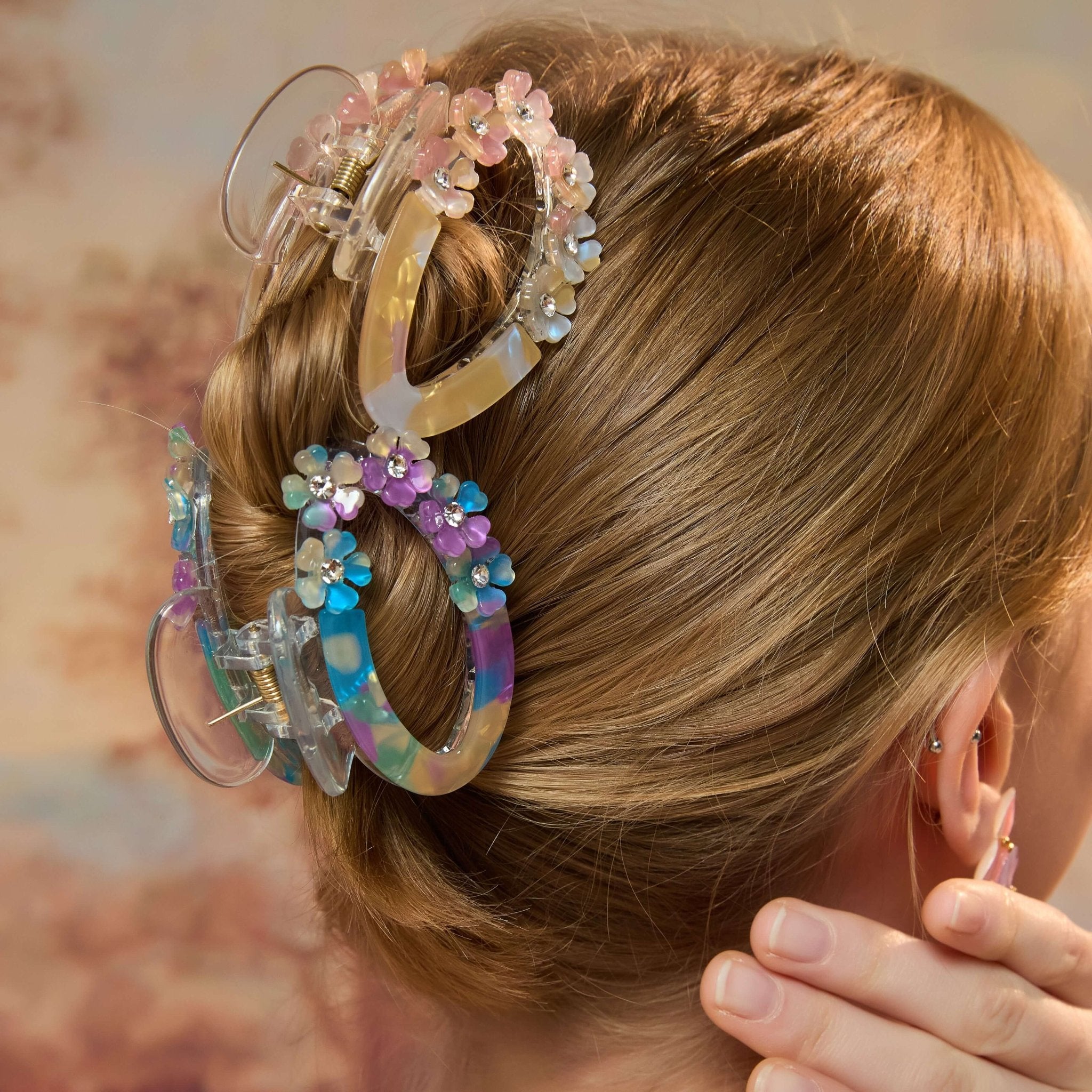 Pastel Bloom Hair Claw Set (2 Pieces)hair clawsJewelryBlossomuniqueflowerearringsgiftforhermothergiftdaughtergiftbirthdaygiftanniversarygift