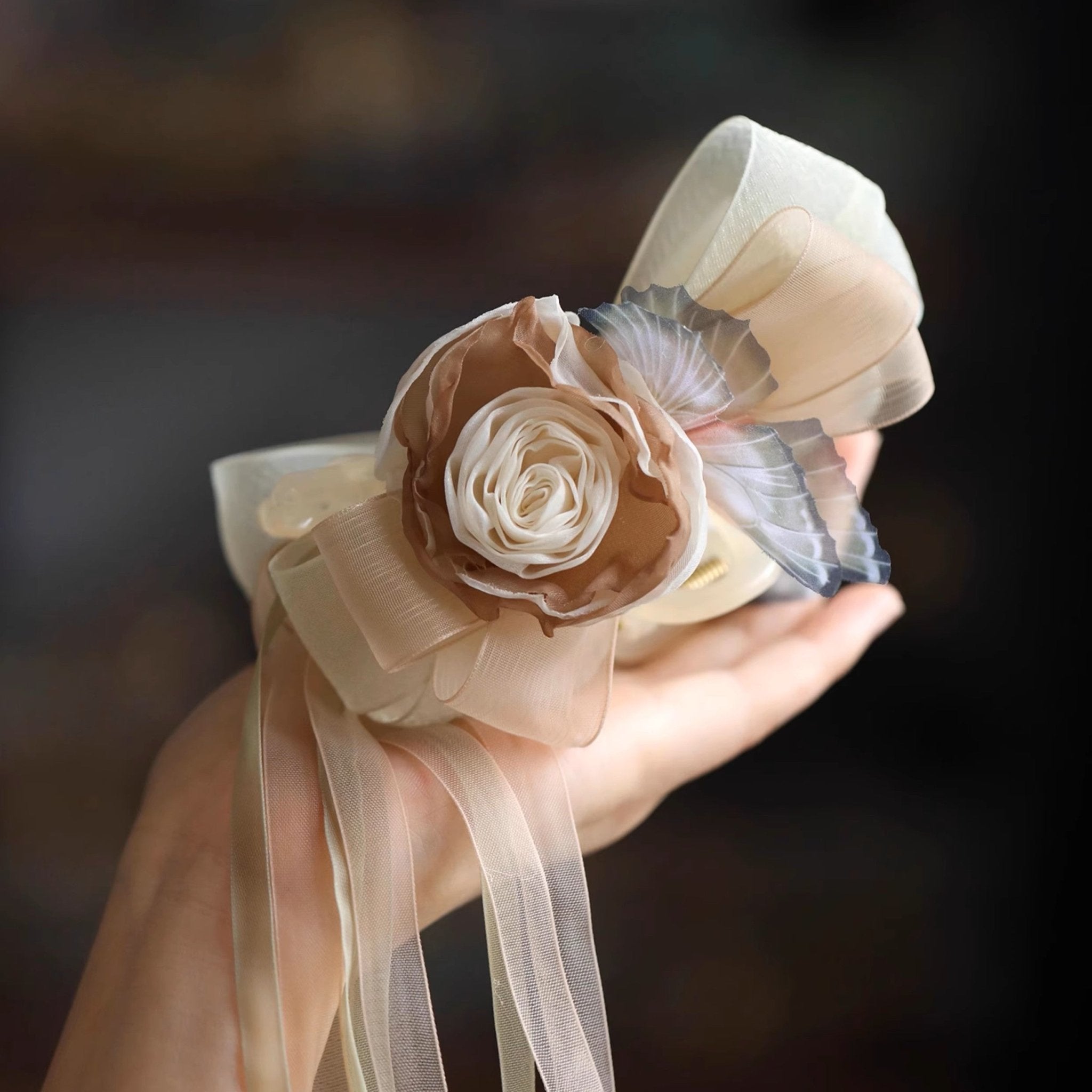 Peony Butterfly Tassel Hair Clawhair clawsJewelryBlossomuniqueflowerearringsgiftforhermothergiftdaughtergiftbirthdaygiftanniversarygift