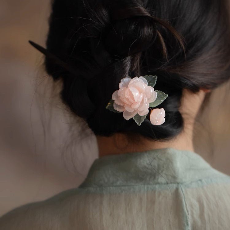 Peony Flower Buds Hair StickHAIRJewelryBlossomuniqueflowerearringsgiftforhermothergiftdaughtergiftbirthdaygiftanniversarygift