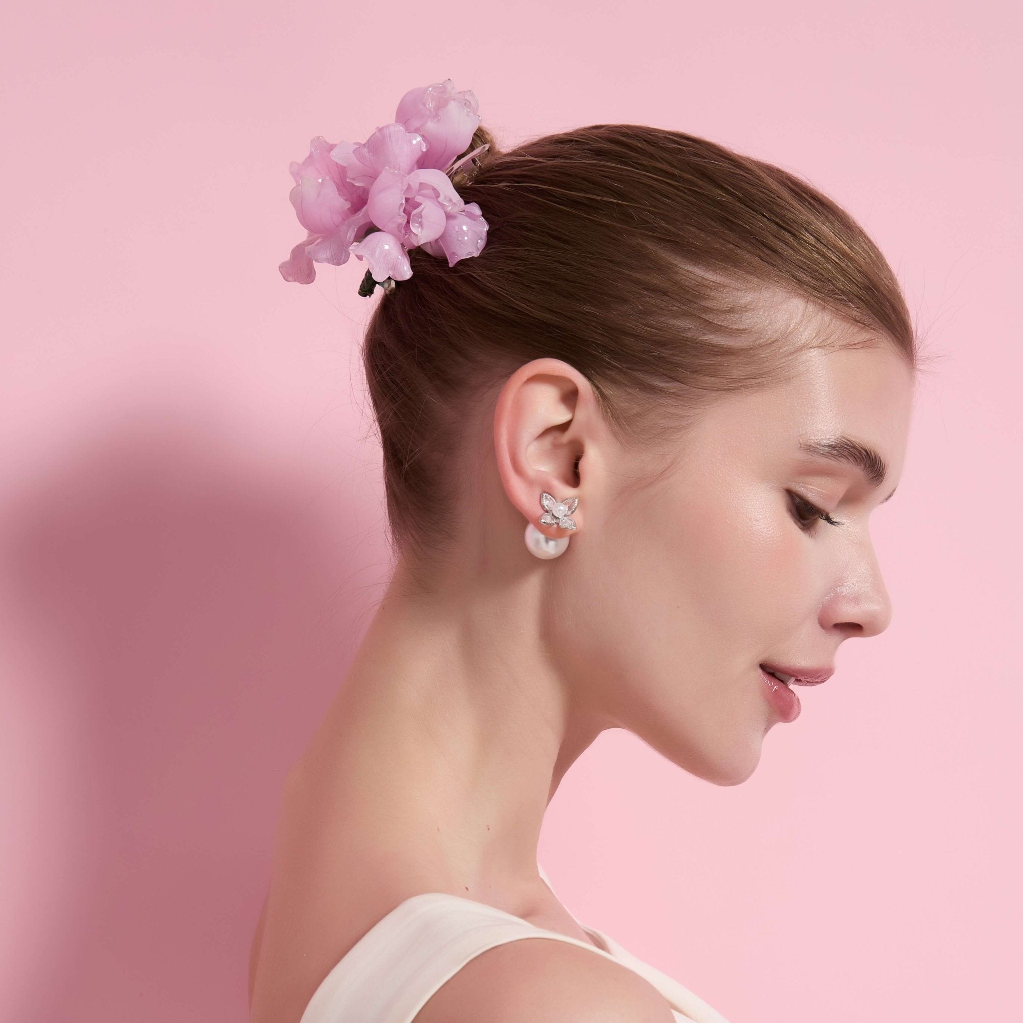 Pink Iris Flower Hair Barrette ClipHair ClipsJewelryBlossomuniqueflowerearringsgiftforhermothergiftdaughtergiftbirthdaygiftanniversarygift