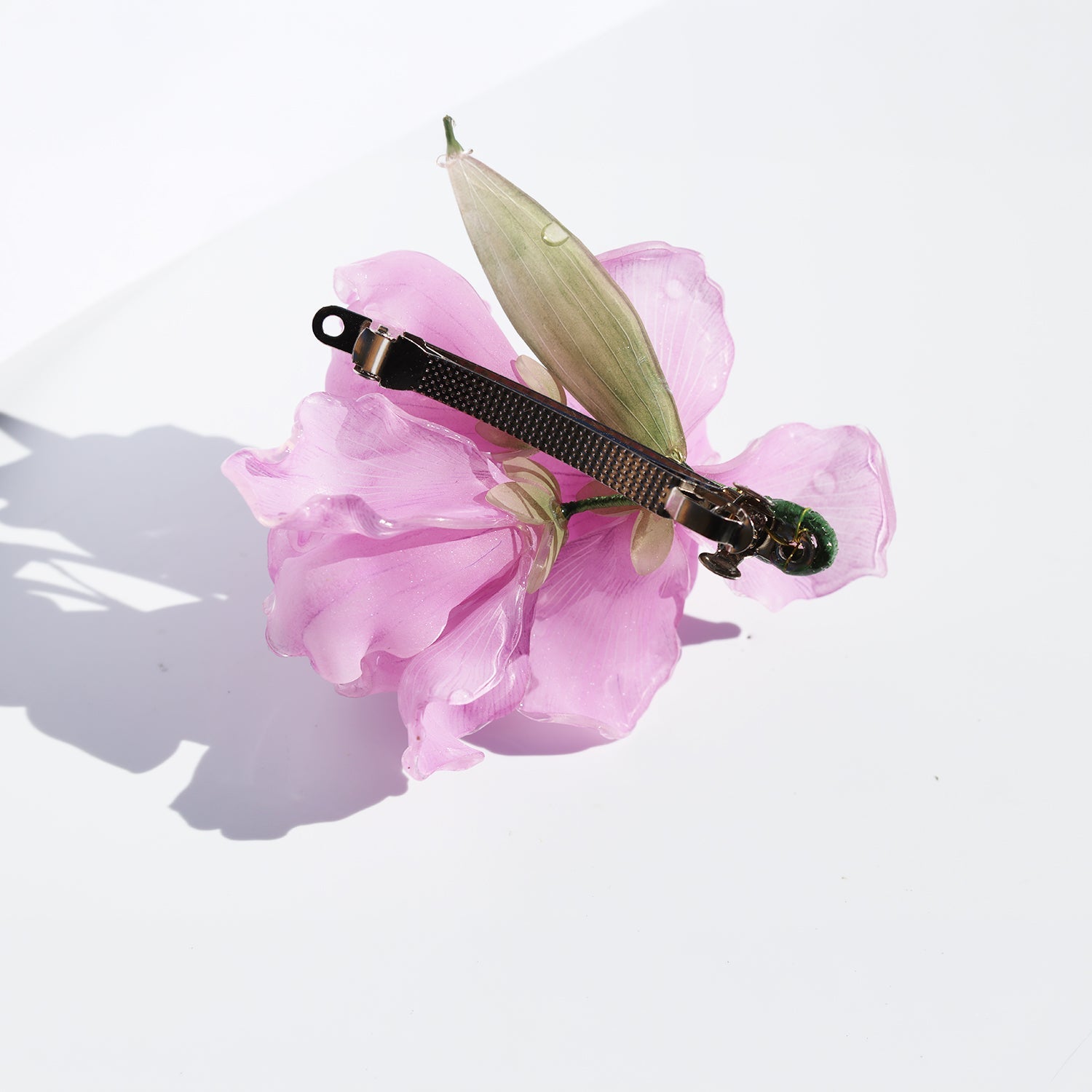 Pink Iris Flower Hair Barrette ClipHair ClipsJewelryBlossomuniqueflowerearringsgiftforhermothergiftdaughtergiftbirthdaygiftanniversarygift