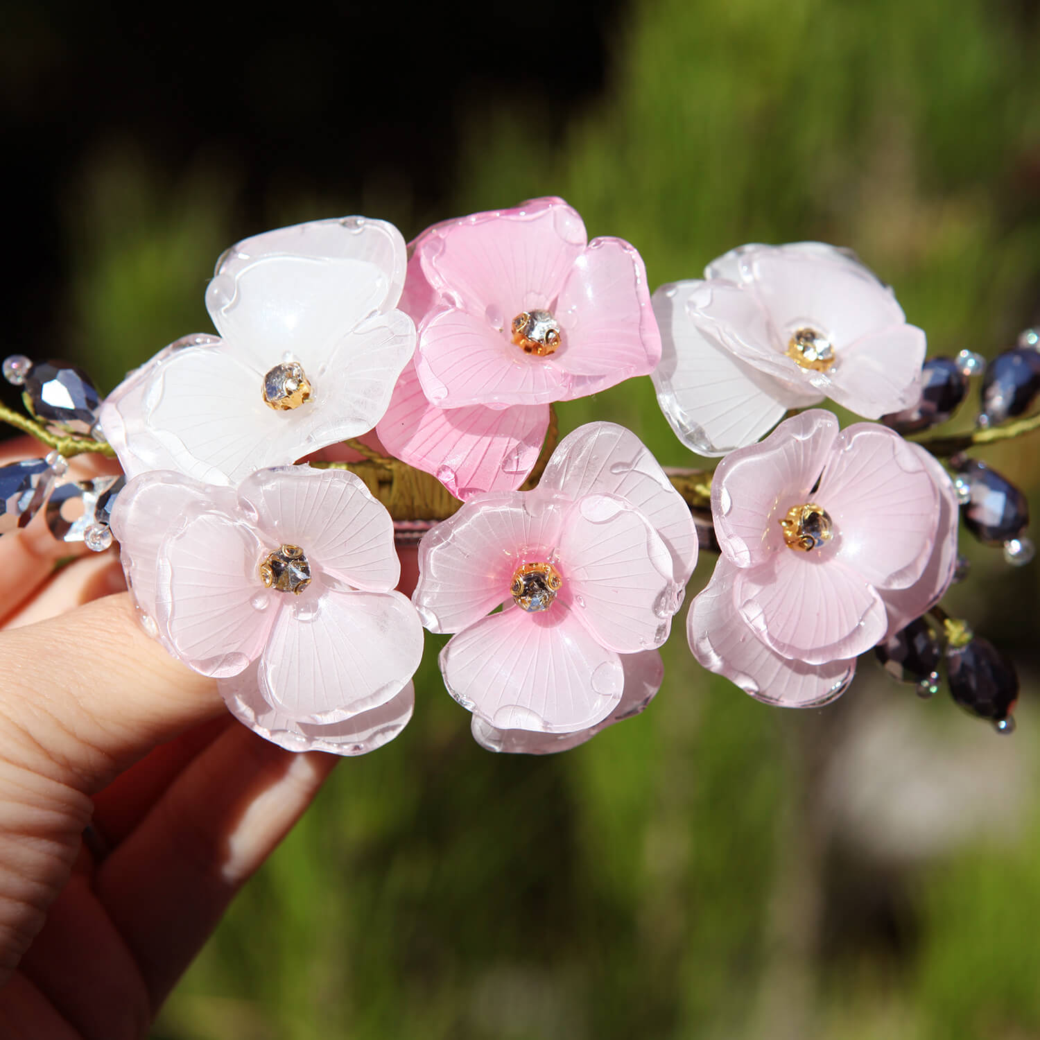 Pink Orchid Garden Hair Barrette ClipHAIRJewelryBlossomuniqueflowerearringsgiftforhermothergiftdaughtergiftbirthdaygiftanniversarygift