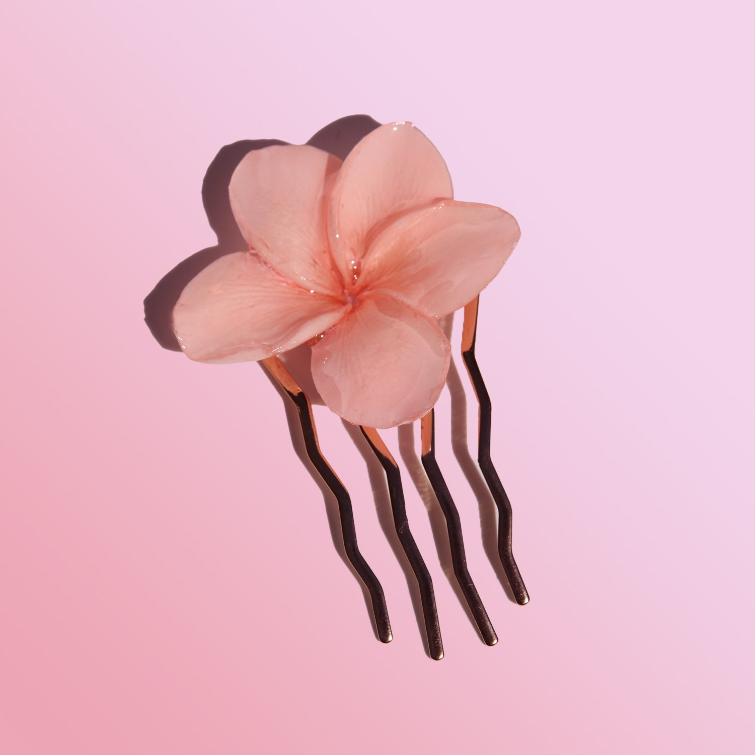 Pink Plumeria Flower Hair CombHAIRJewelryBlossomuniqueflowerearringsgiftforhermothergiftdaughtergiftbirthdaygiftanniversarygift