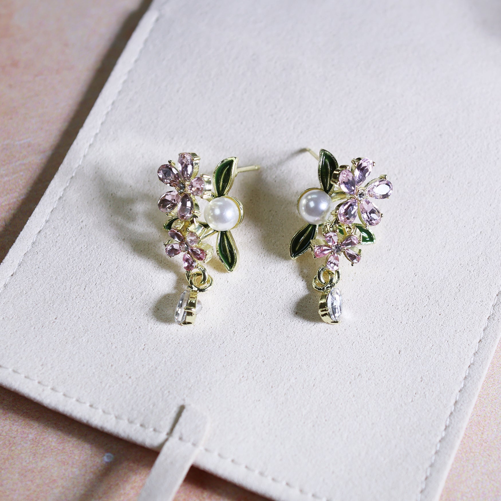 Primrose Pearl Bouquet Crystal EarringsEarringsJewelryBlossomuniqueflowerearringsgiftforhermothergiftdaughtergiftbirthdaygiftanniversarygift