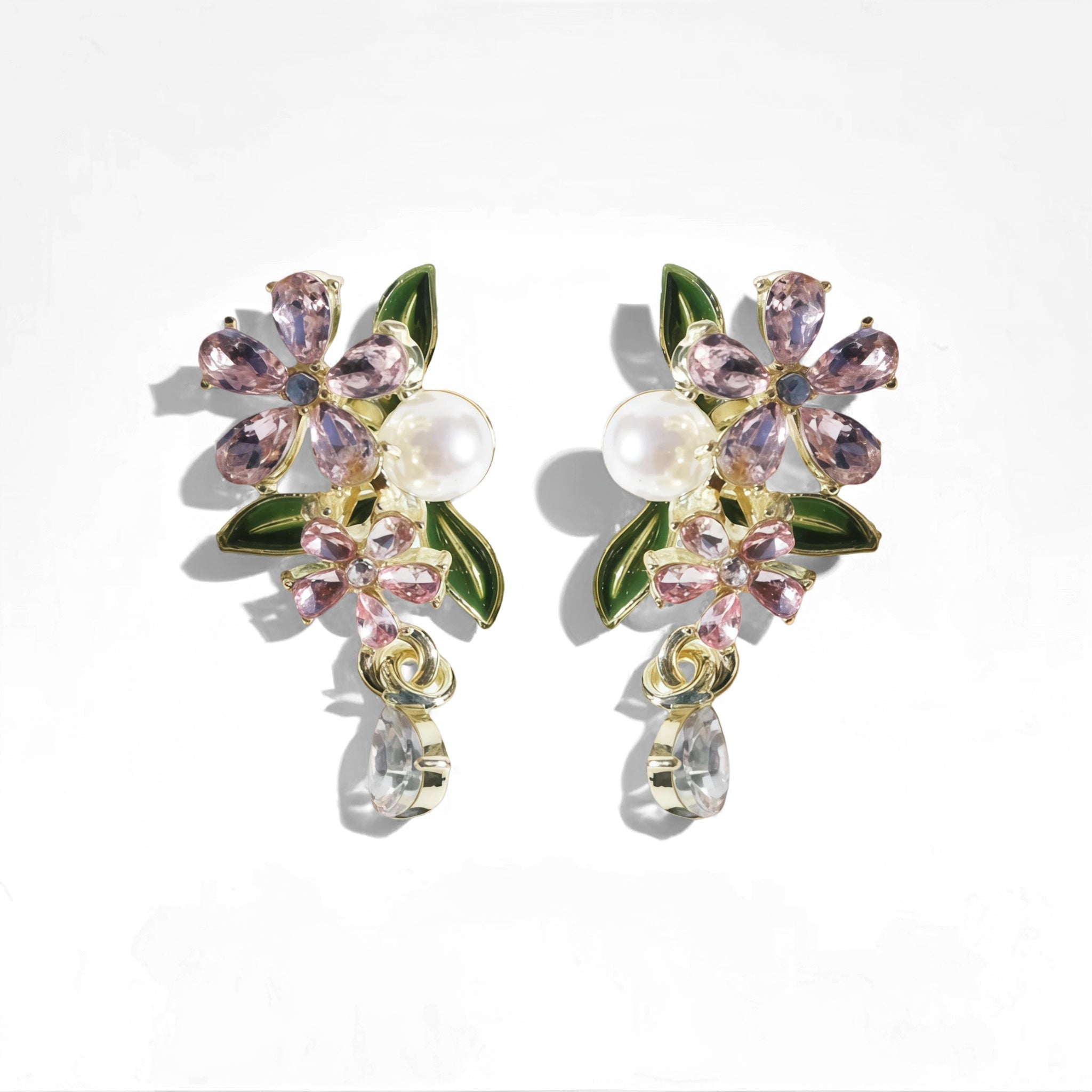Primrose Pearl Bouquet Crystal EarringsEarringsJewelryBlossomuniqueflowerearringsgiftforhermothergiftdaughtergiftbirthdaygiftanniversarygift