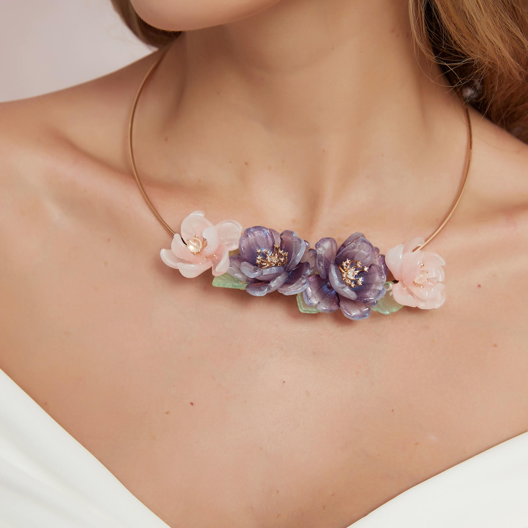 Purple Begonia Collar Choker Necklace/ Final SaleNecklaceJewelryBlossomuniqueflowerearringsgiftforhermothergiftdaughtergiftbirthdaygiftanniversarygift