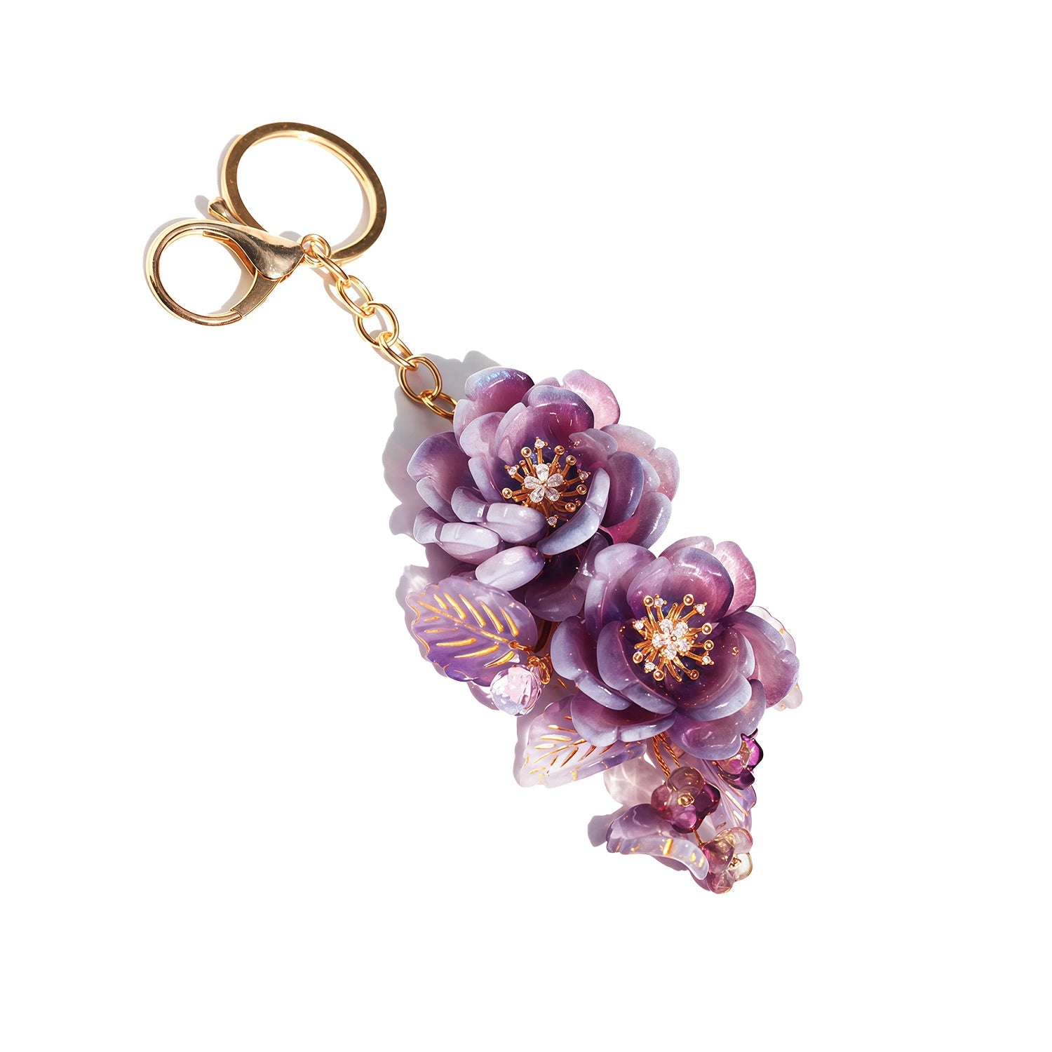 Purple Begonia Key Chain Bag CharmbroochJewelryBlossomuniqueflowerearringsgiftforhermothergiftdaughtergiftbirthdaygiftanniversarygift