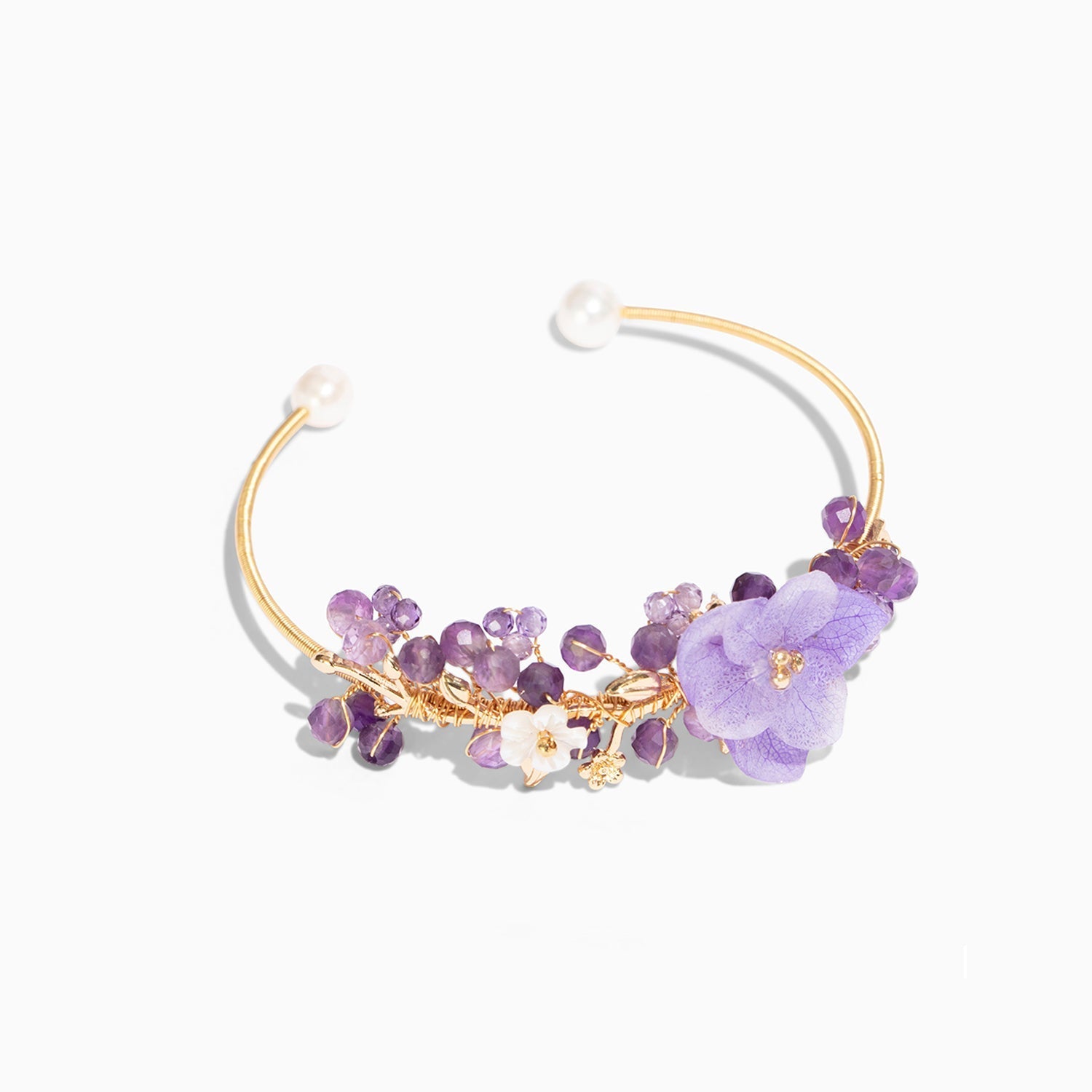Purple Hydrangea Flowers Crystal Bangle BraceletBraceletJewelryBlossomuniqueflowerearringsgiftforhermothergiftdaughtergiftbirthdaygiftanniversarygift