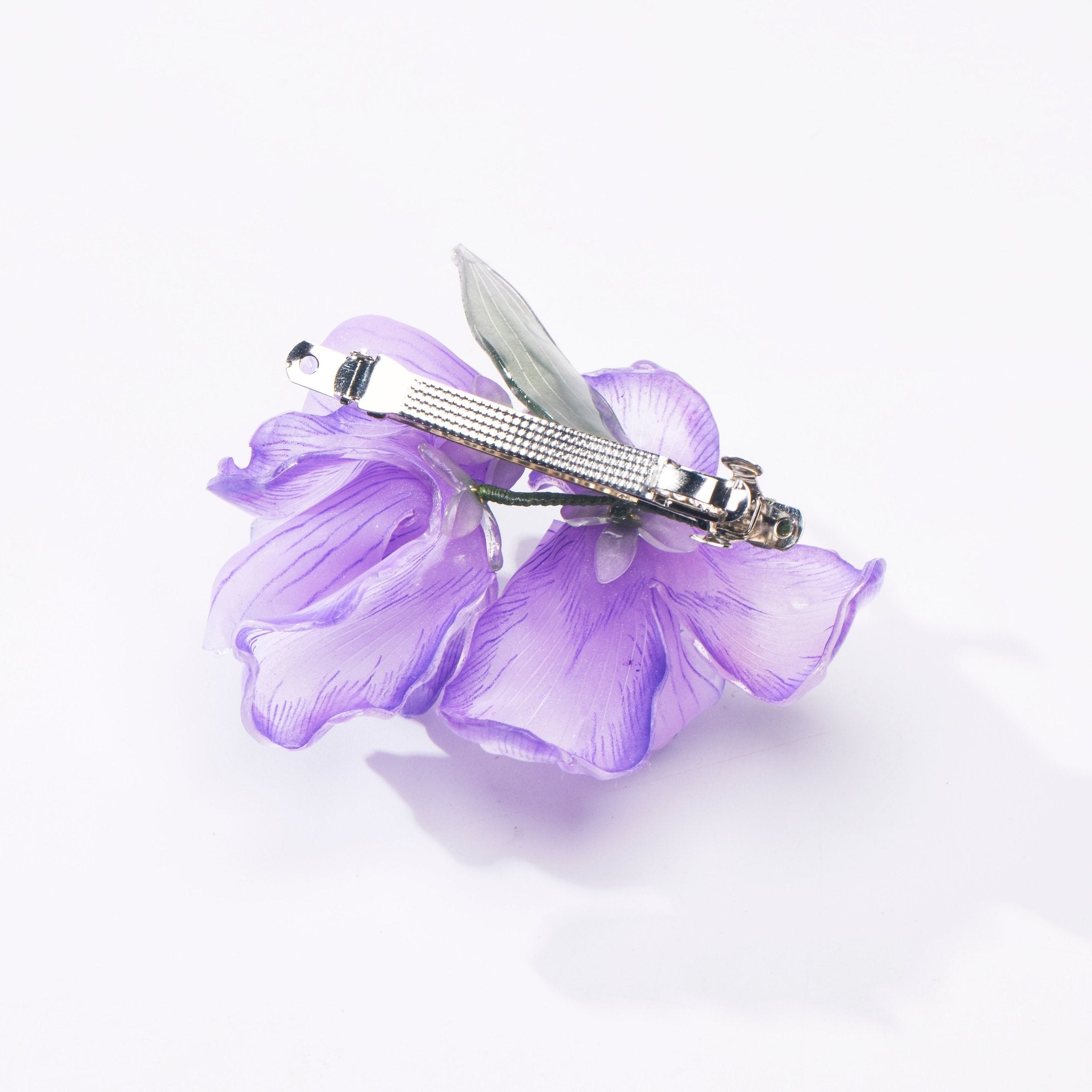 Purple Iris Flower Hair Barrette ClipHair ClipsJewelryBlossomuniqueflowerearringsgiftforhermothergiftdaughtergiftbirthdaygiftanniversarygift