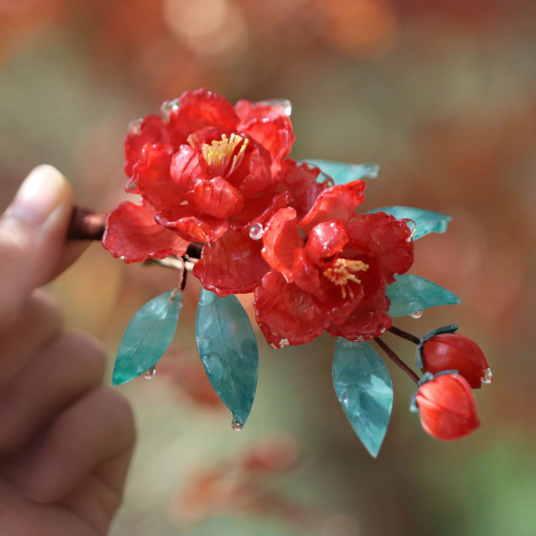 Quince Camellia Hair ClipHair ClipsJewelryBlossomuniqueflowerearringsgiftforhermothergiftdaughtergiftbirthdaygiftanniversarygift