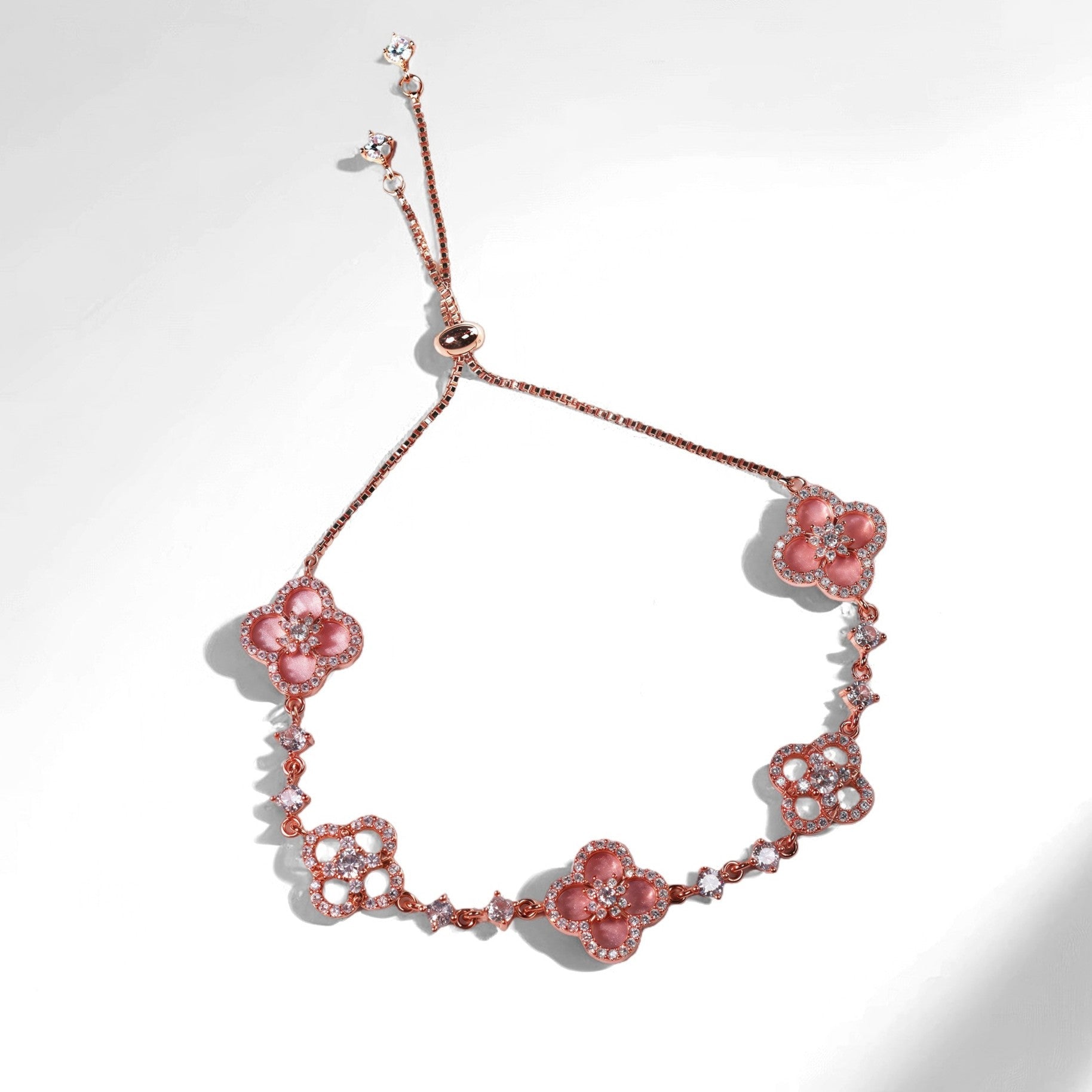 Radiant Blossom Clover BraceletBraceletJewelryBlossomuniqueflowerearringsgiftforhermothergiftdaughtergiftbirthdaygiftanniversarygift