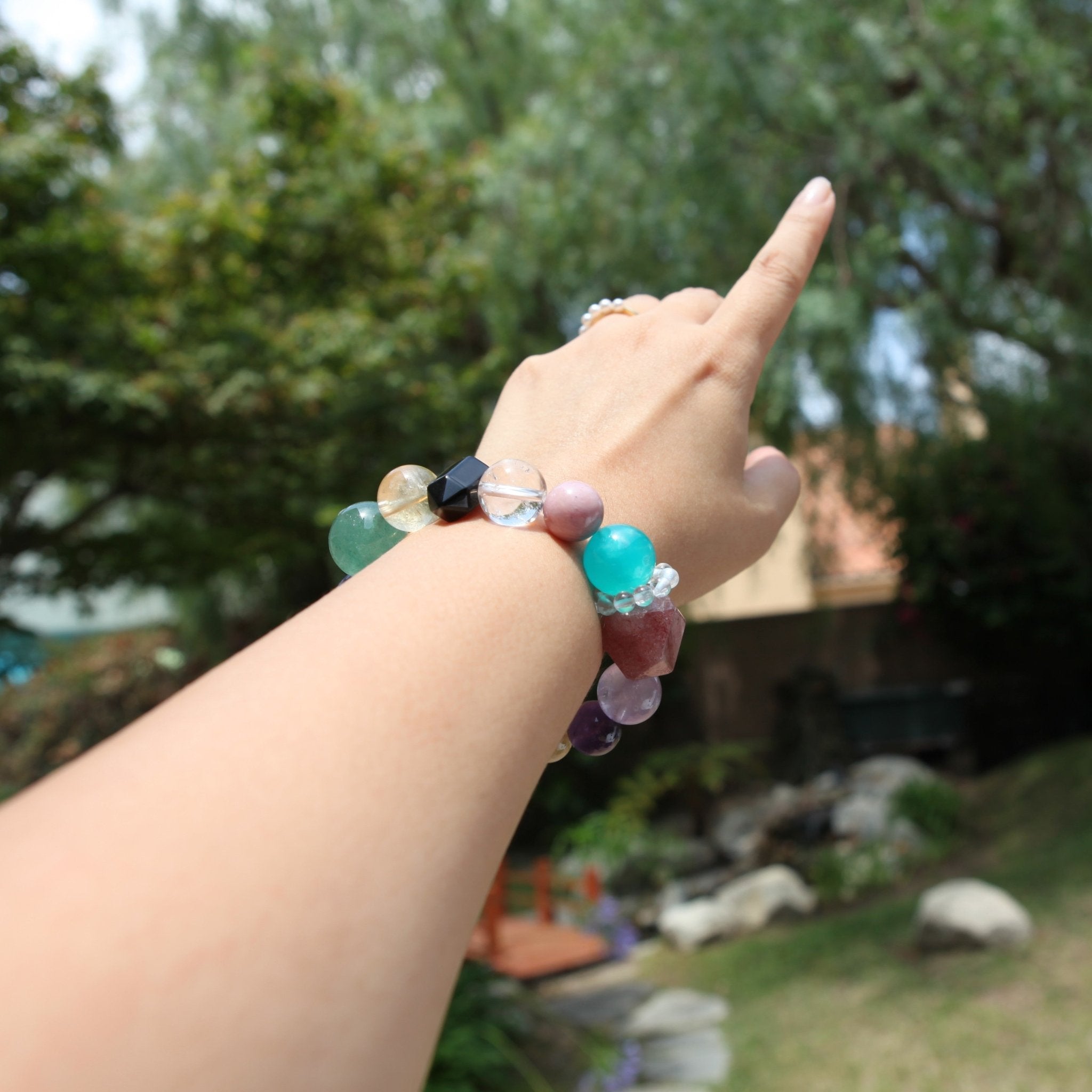 Rainbow Harmony Natural Crystal Beaded BraceletBraceletJewelryBlossomuniqueflowerearringsgiftforhermothergiftdaughtergiftbirthdaygiftanniversarygift