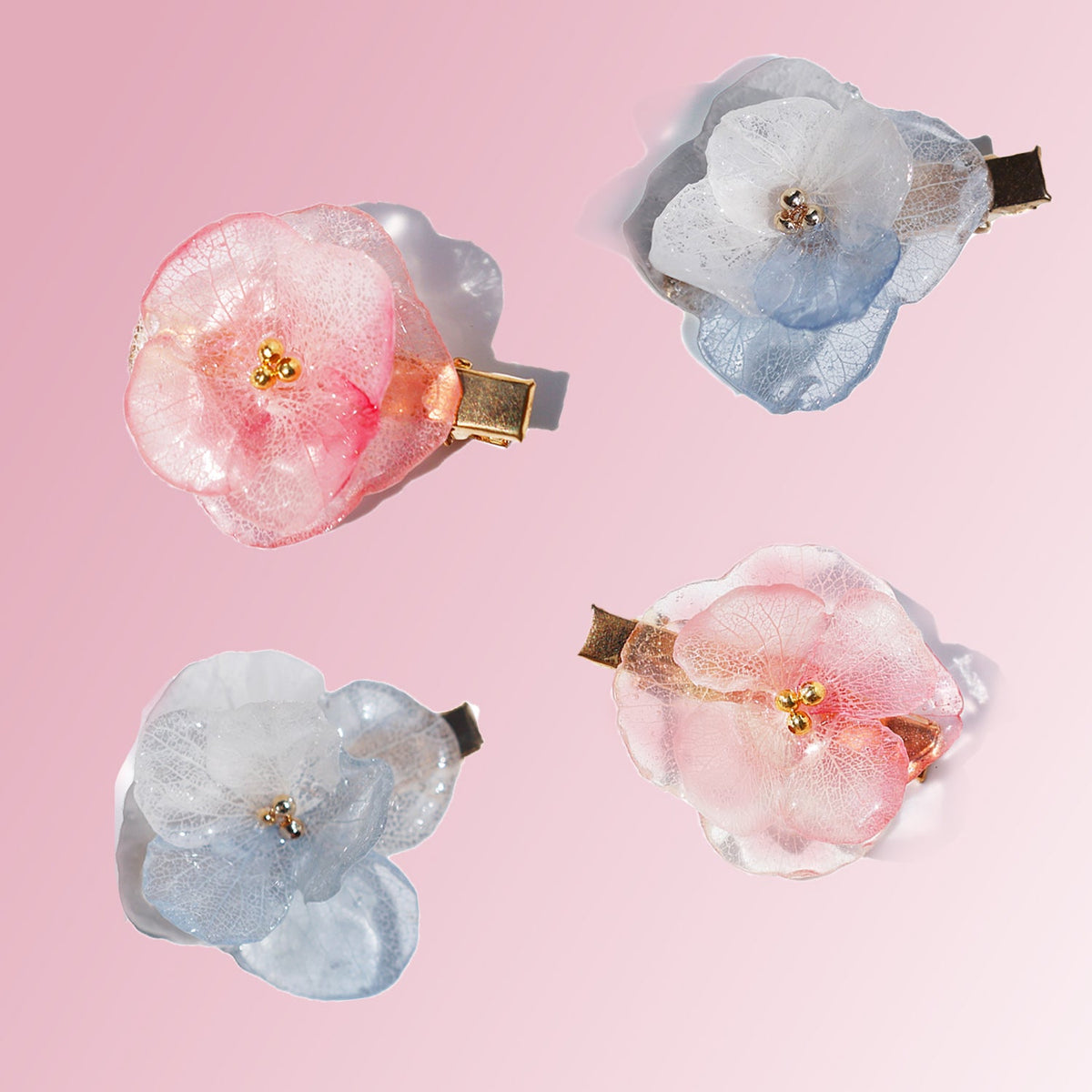 *Real Flower* Blushing Hydrangea Flower Hair Clip Set (4-Piece Set) Earrings JewelryBlossom flowerjewelry weddingjewelry bridaljewelry weddinggift bridemaidgiftgiftforher mothergift daughtergift birthdaygift anniversarygi