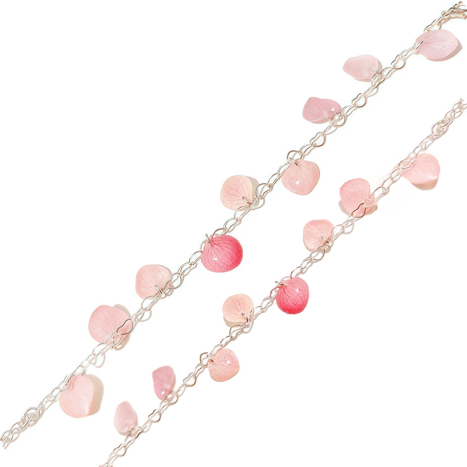 *Real Flower* Cherry Blossom Petal on Silver ChainsBraceletJewelryBlossomuniqueflowerearringsgiftforhermothergiftdaughtergiftbirthdaygiftanniversarygift