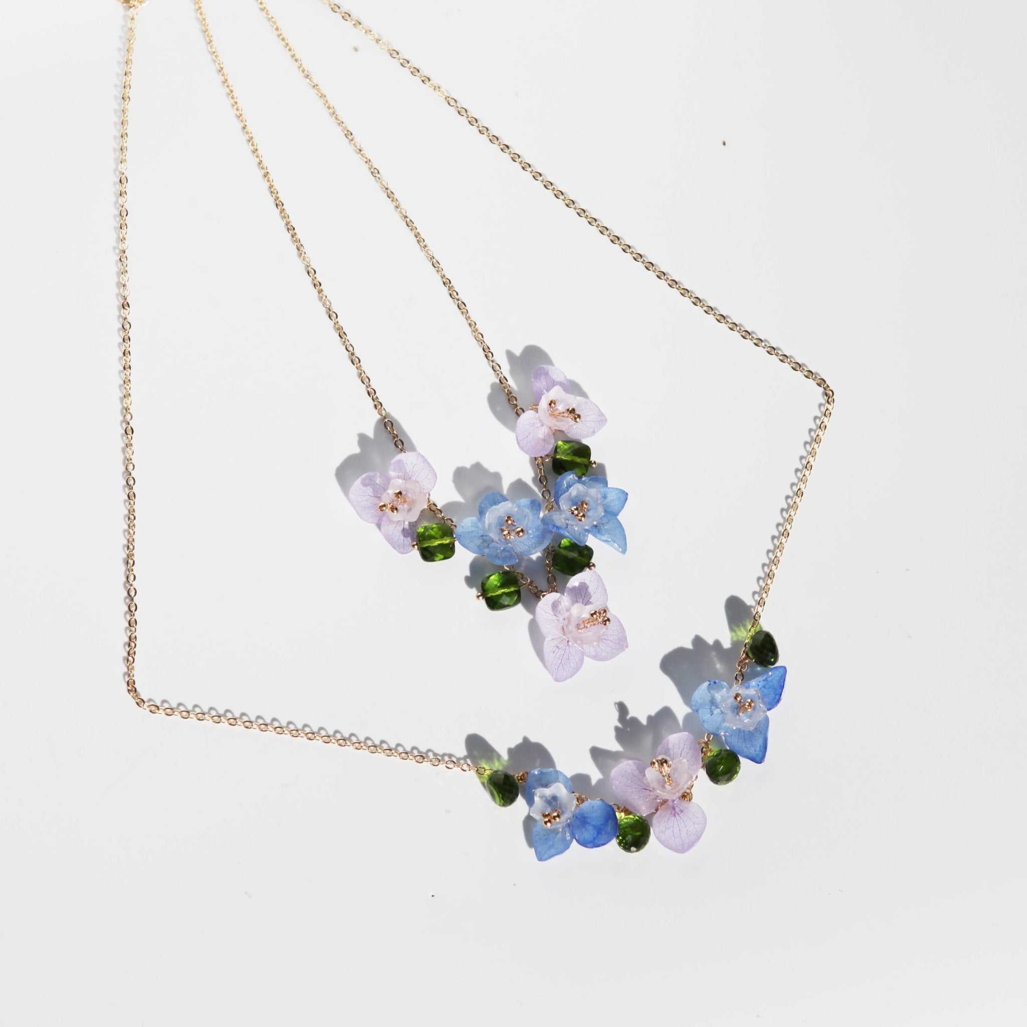 *Real Flower* Dancing Purple Hydrangea Necklace Set (2 Pieces)NecklaceJewelryBlossomuniqueflowerearringsgiftforhermothergiftdaughtergiftbirthdaygiftanniversarygift