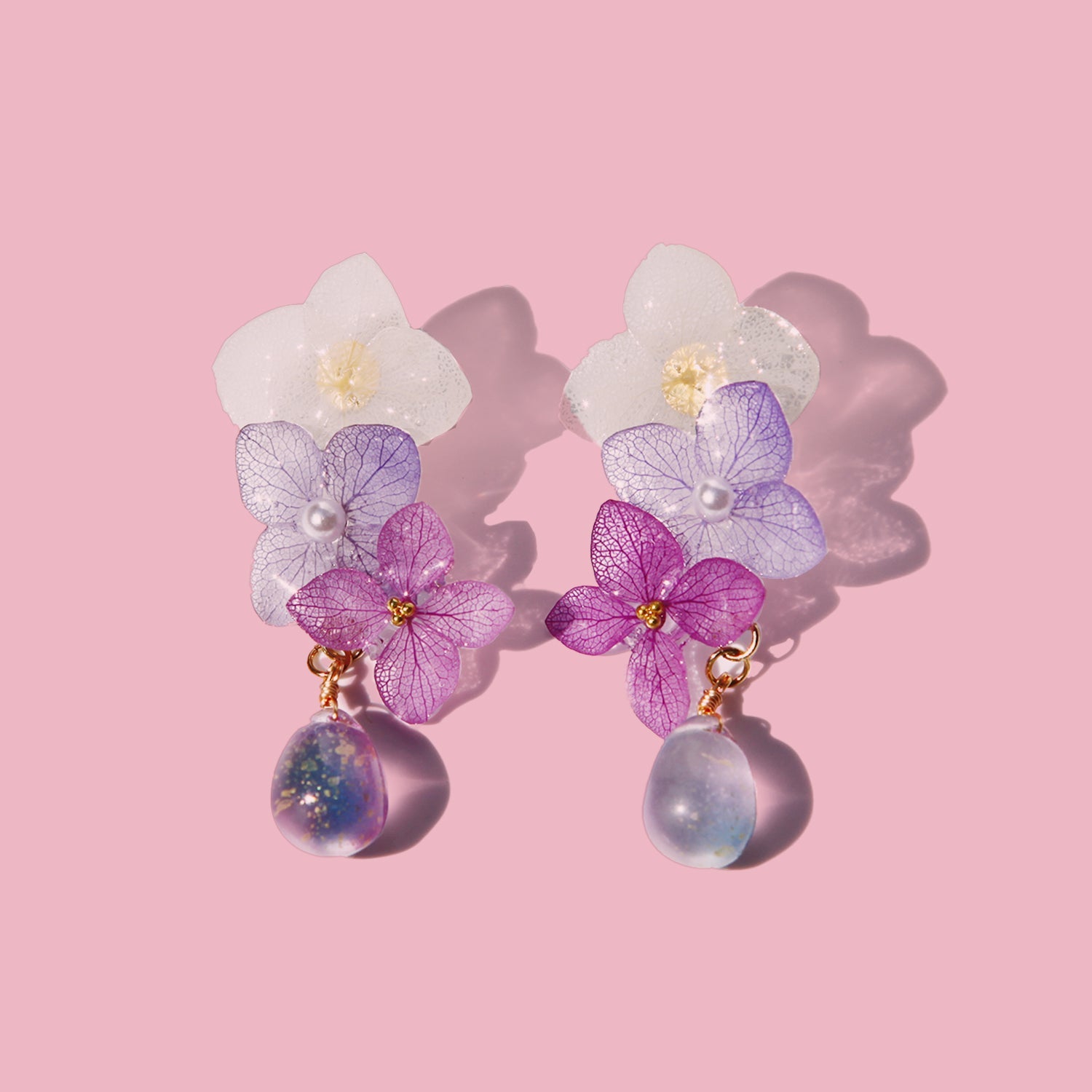 *Real Flower* Ethereal Lilac & Frost Blue Hydrangea Drop EarringsEarringsJewelryBlossomuniqueflowerearringsgiftforhermothergiftdaughtergiftbirthdaygiftanniversarygift