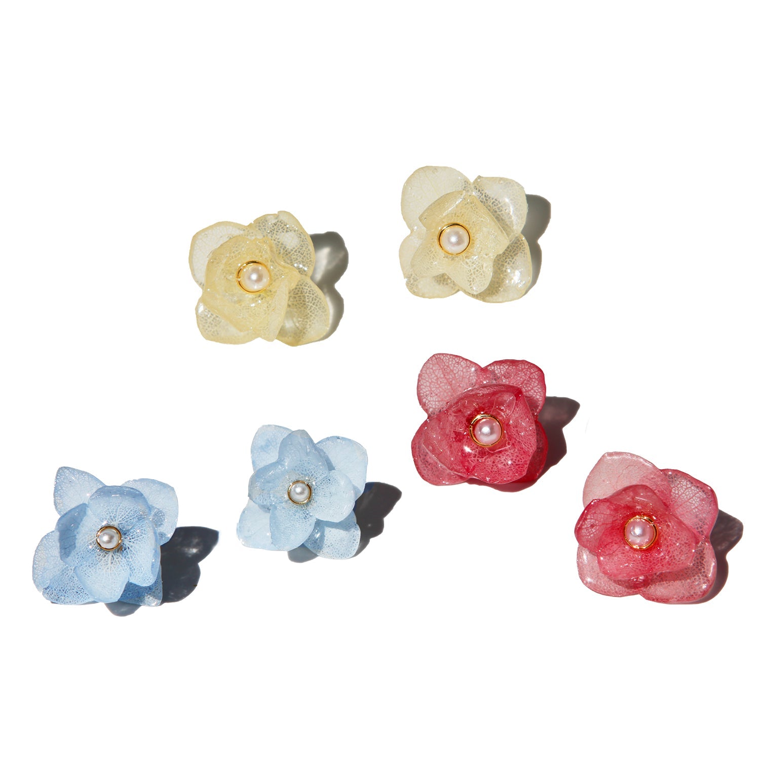 *Real Flower* Hydrangea Flower Studs (3 - pc set)HAIRJewelryBlossomuniqueflowerearringsgiftforhermothergiftdaughtergiftbirthdaygiftanniversarygift