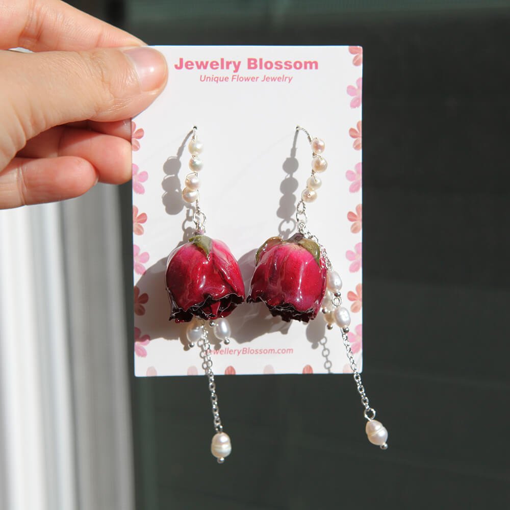 *Real Flower* Signature Rose Silver Earrings Set (2 - pc Set)EarringsJewelryBlossomuniqueflowerearringsgiftforhermothergiftdaughtergiftbirthdaygiftanniversarygift