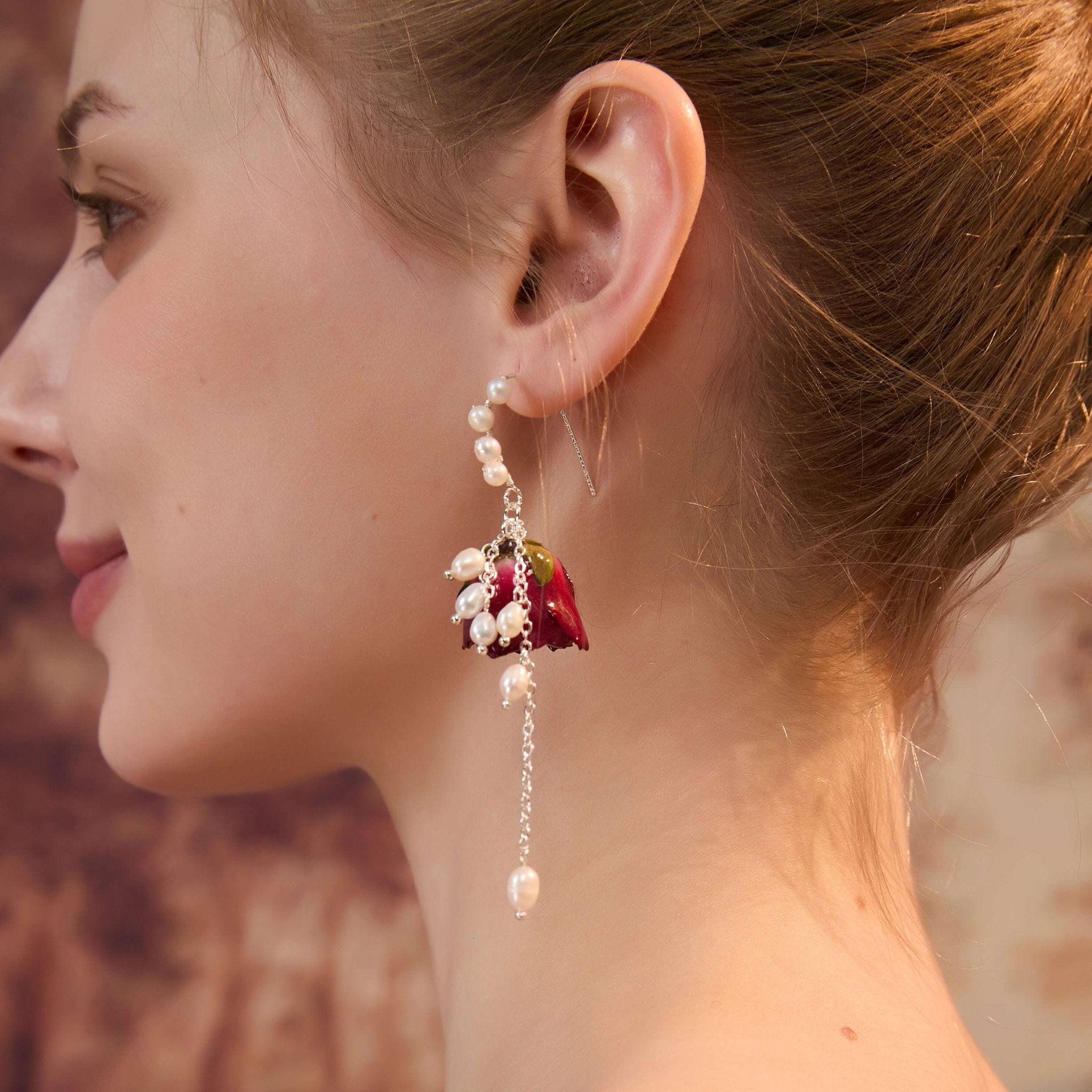 *Real Flower* Signature Rose Silver Earrings Set (2 - pc Set)EarringsJewelryBlossomuniqueflowerearringsgiftforhermothergiftdaughtergiftbirthdaygiftanniversarygift