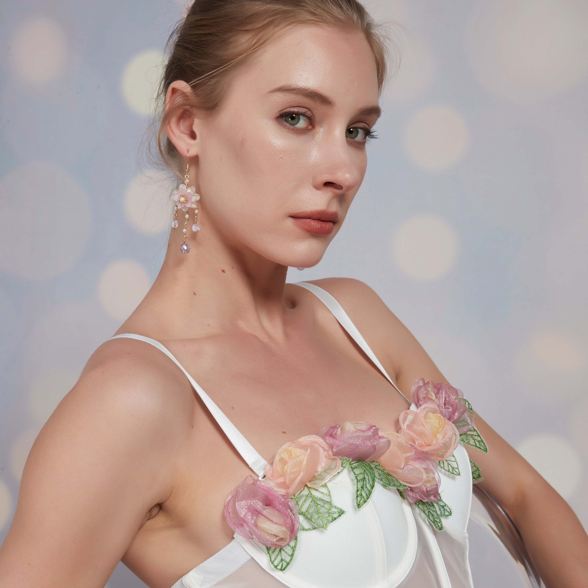 Rose Embroidered Mesh Corset TopClothingJewelryBlossomuniqueflowerearringsgiftforhermothergiftdaughtergiftbirthdaygiftanniversarygift