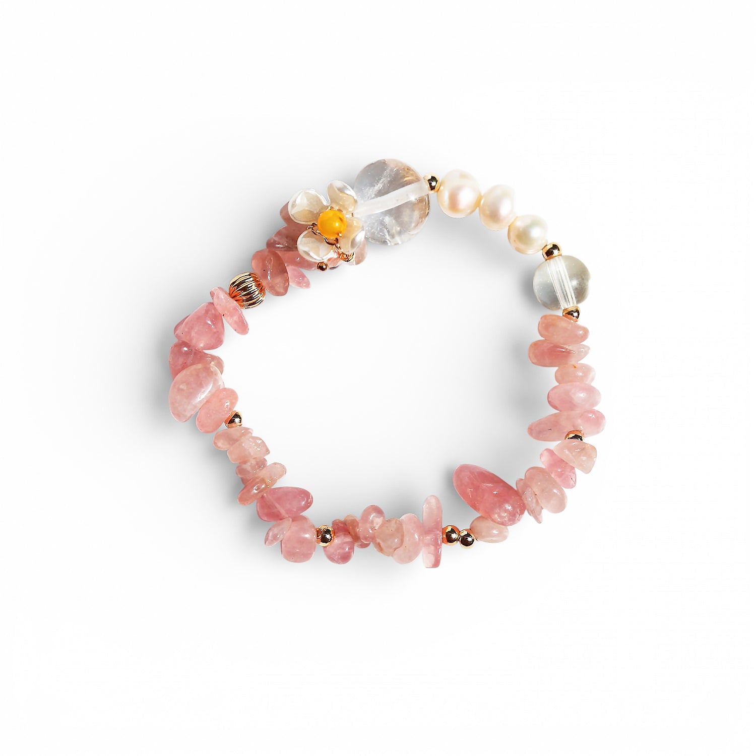 Rose Quartz Flower Charm Bracelet (Final Sale)BraceletJewelryBlossomuniqueflowerearringsgiftforhermothergiftdaughtergiftbirthdaygiftanniversarygift