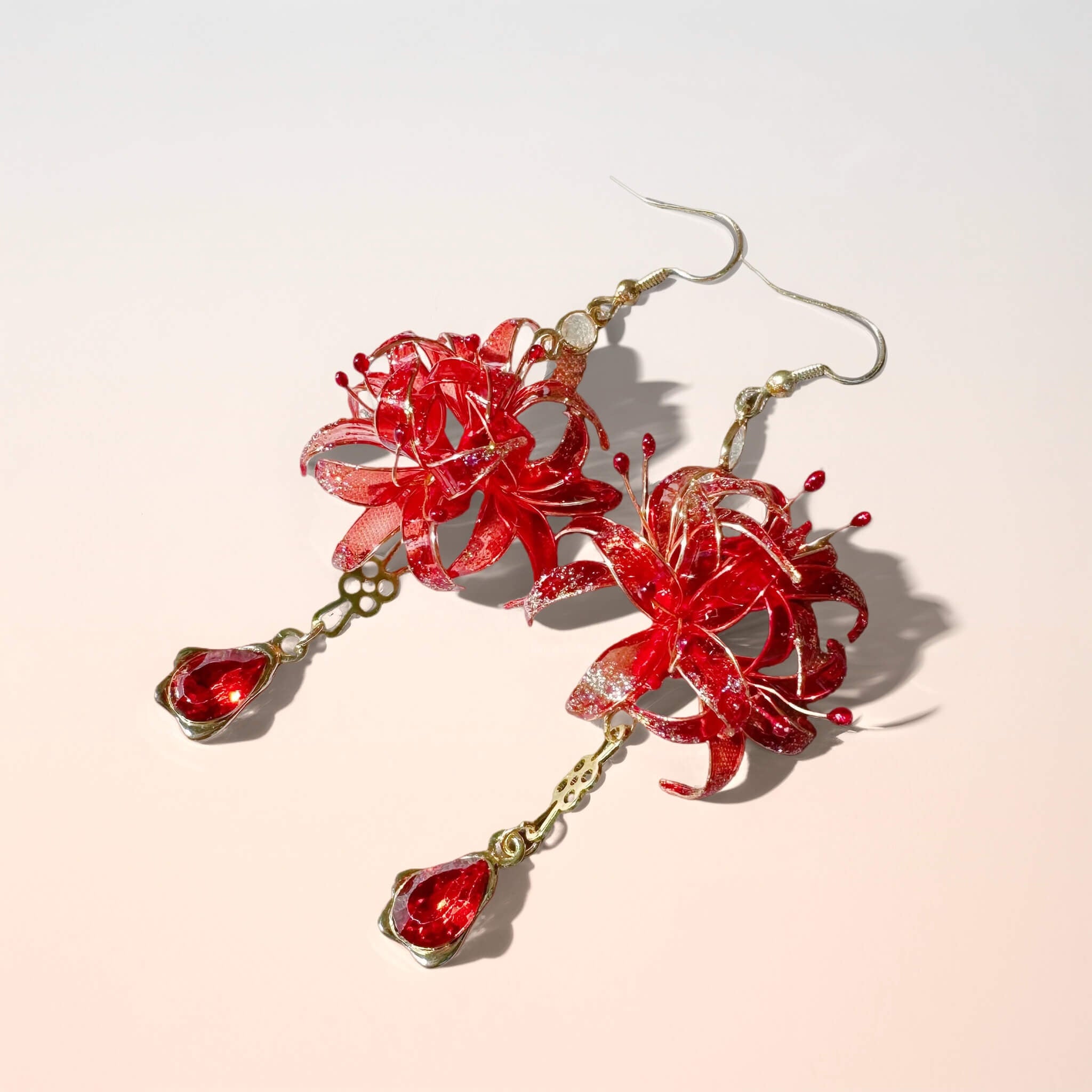 Ruby Lycoris Flame Flower EarringsEarringsJewelryBlossomuniqueflowerearringsgiftforhermothergiftdaughtergiftbirthdaygiftanniversarygift