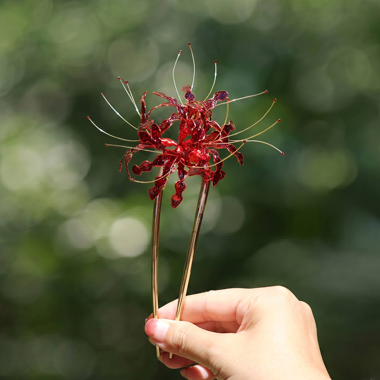 Ruby Lycoris French Hair Pin HAIR JewelryBlossom flowerjewelry weddingjewelry bridaljewelry weddinggift bridemaidgiftgiftforher mothergift daughtergift birthdaygift anniversarygi