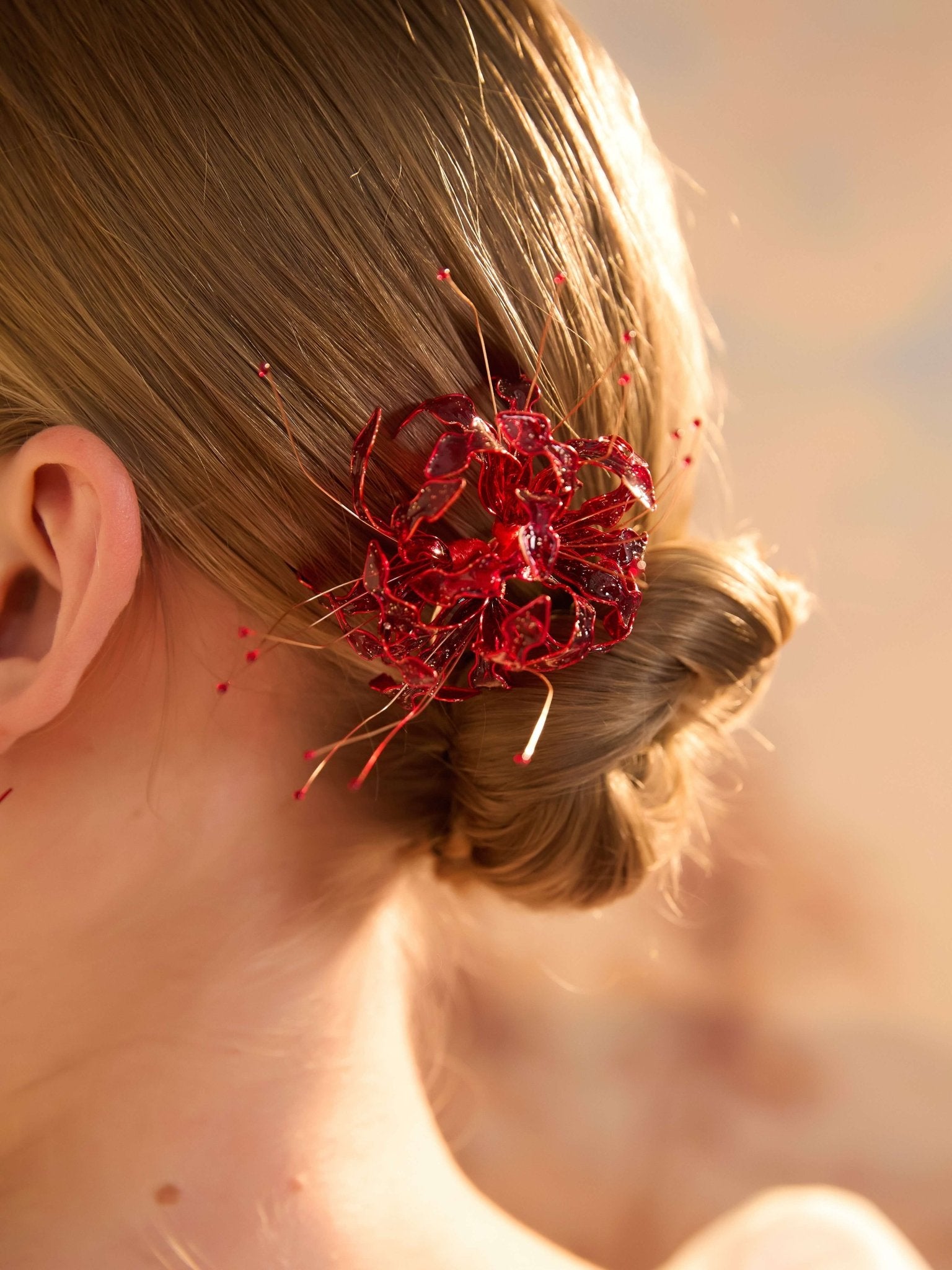Ruby Lycoris French Pin HAIR JewelryBlossom flowerjewelry weddingjewelry bridaljewelry weddinggift bridemaidgiftgiftforher mothergift daughtergift birthdaygift anniversarygi