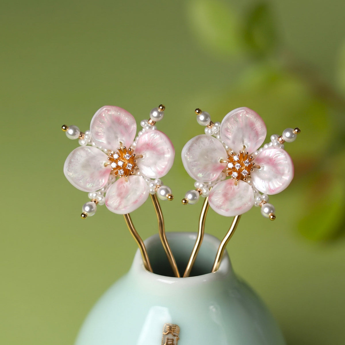 Sakura Camellia Pearl Dangle Hairpin Set (2-Piece) HAIR JewelryBlossom flowerjewelry weddingjewelry bridaljewelry weddinggift bridemaidgiftgiftforher mothergift daughtergift birthdaygift anniversarygi